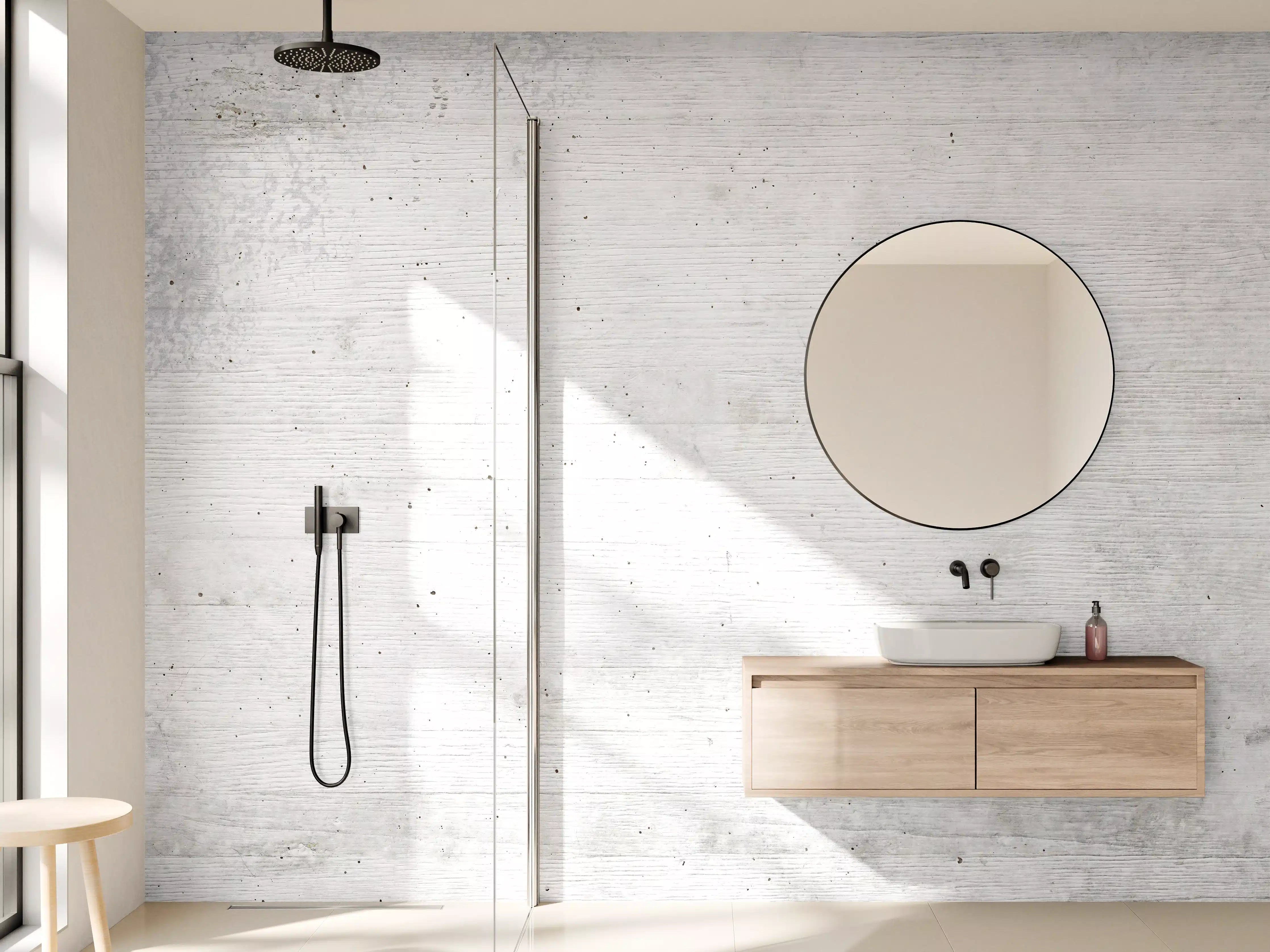 Wandverkleidung Bad - Weiße Betonstruktur