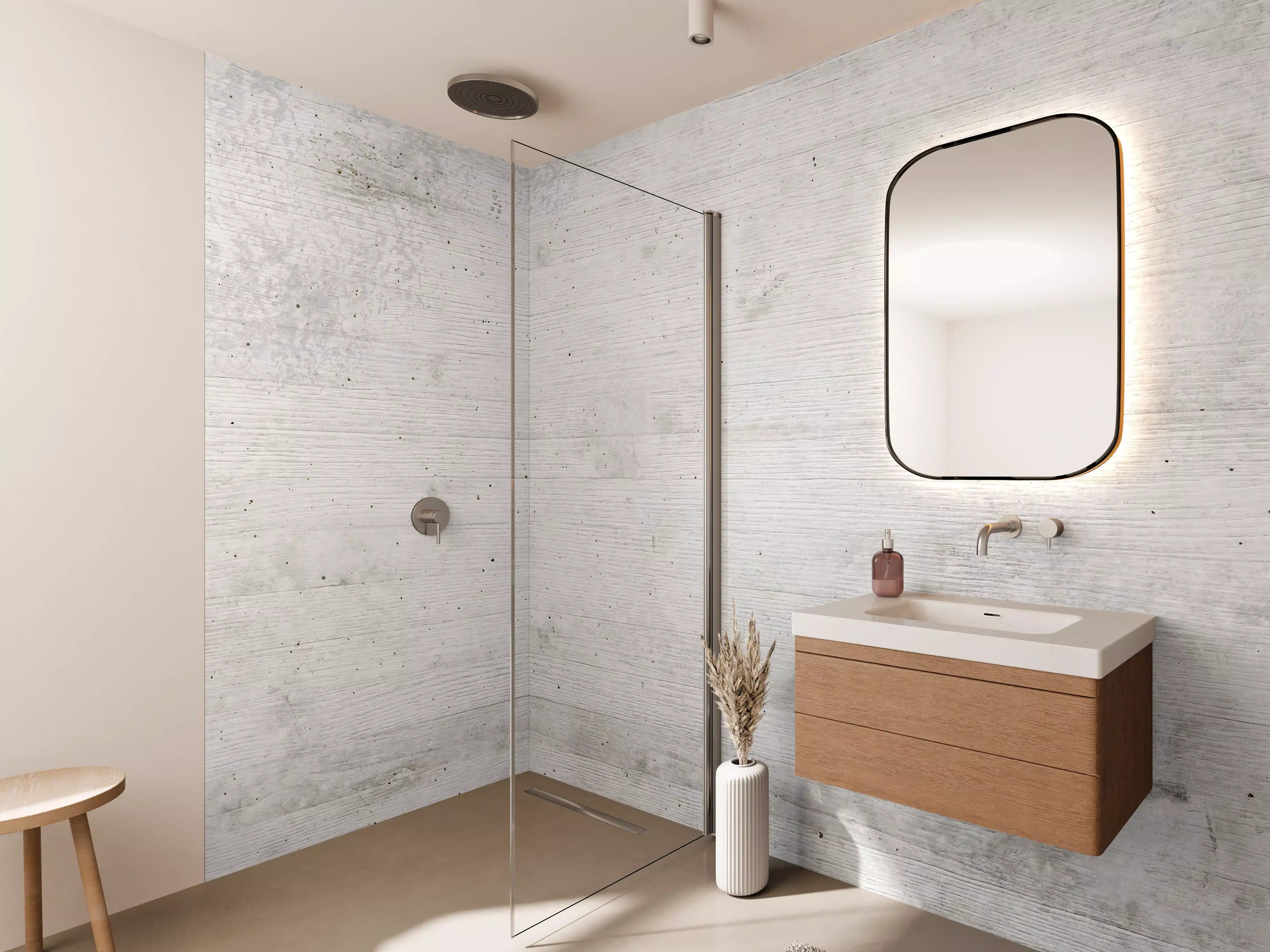 Wandverkleidung Bad - Weiße Betonstruktur