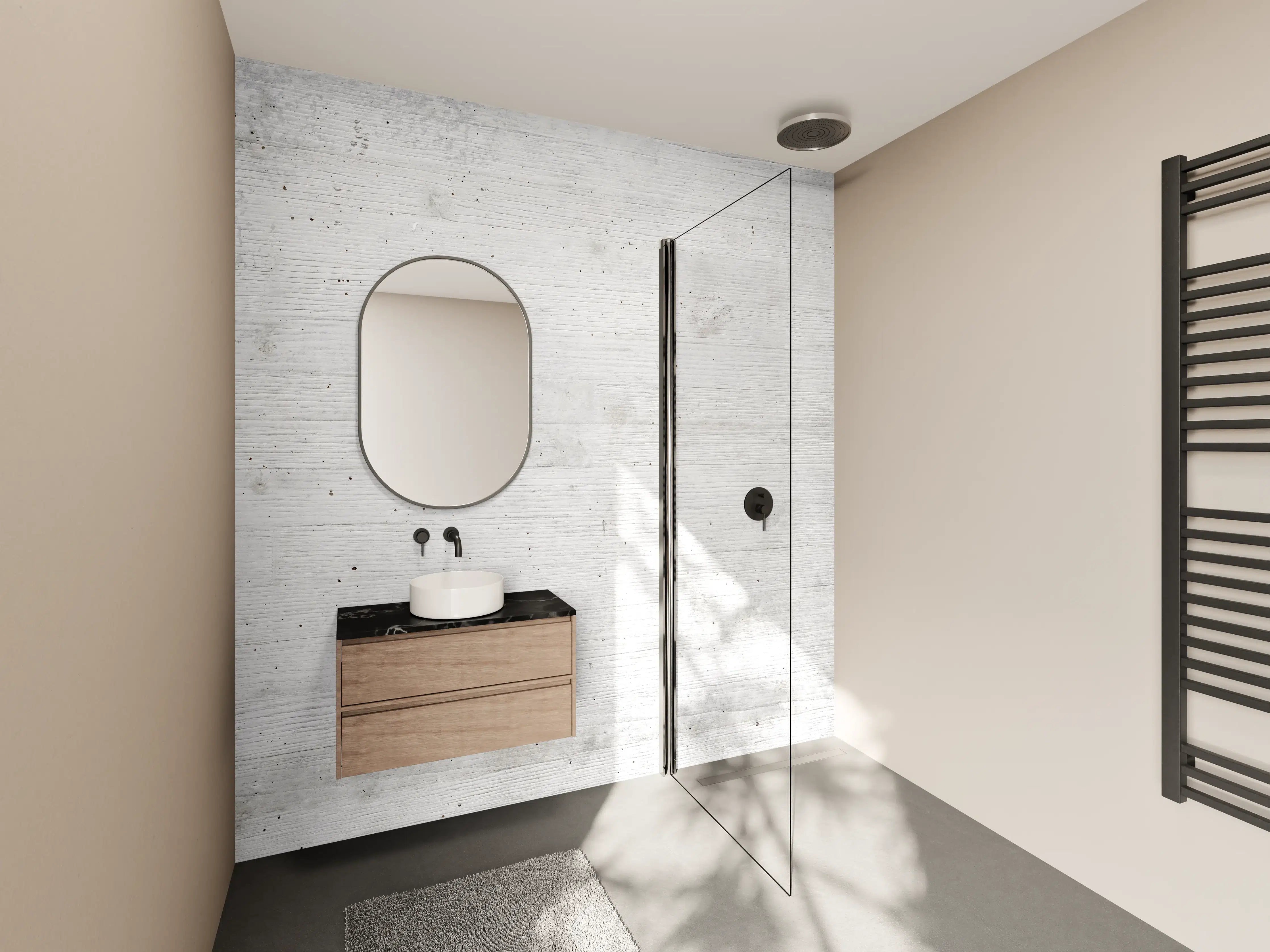 Wandverkleidung Bad - Weiße Betonstruktur