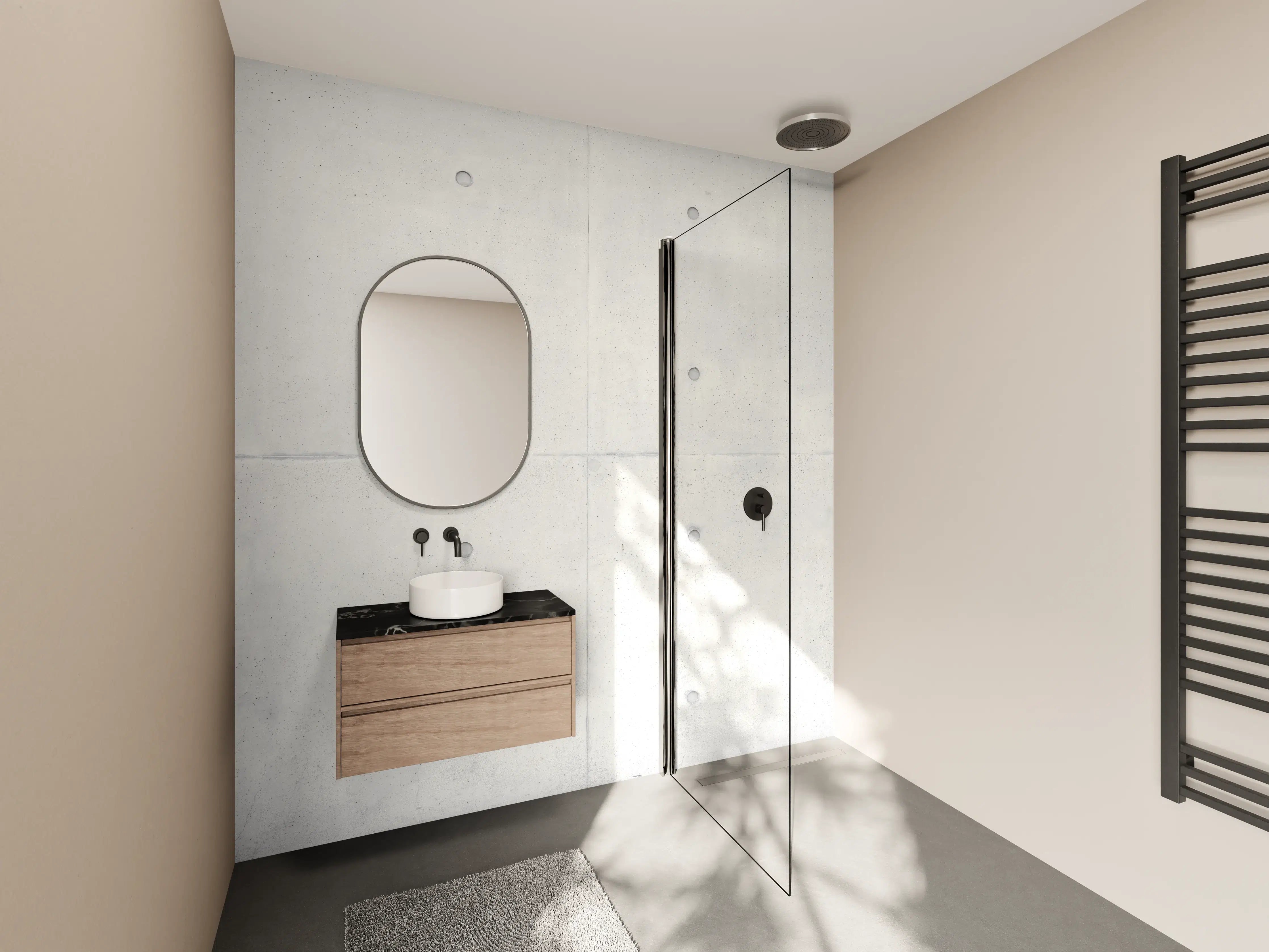 Wandverkleidung Bad - Weiße Betonwand mit dezenten Strukturen