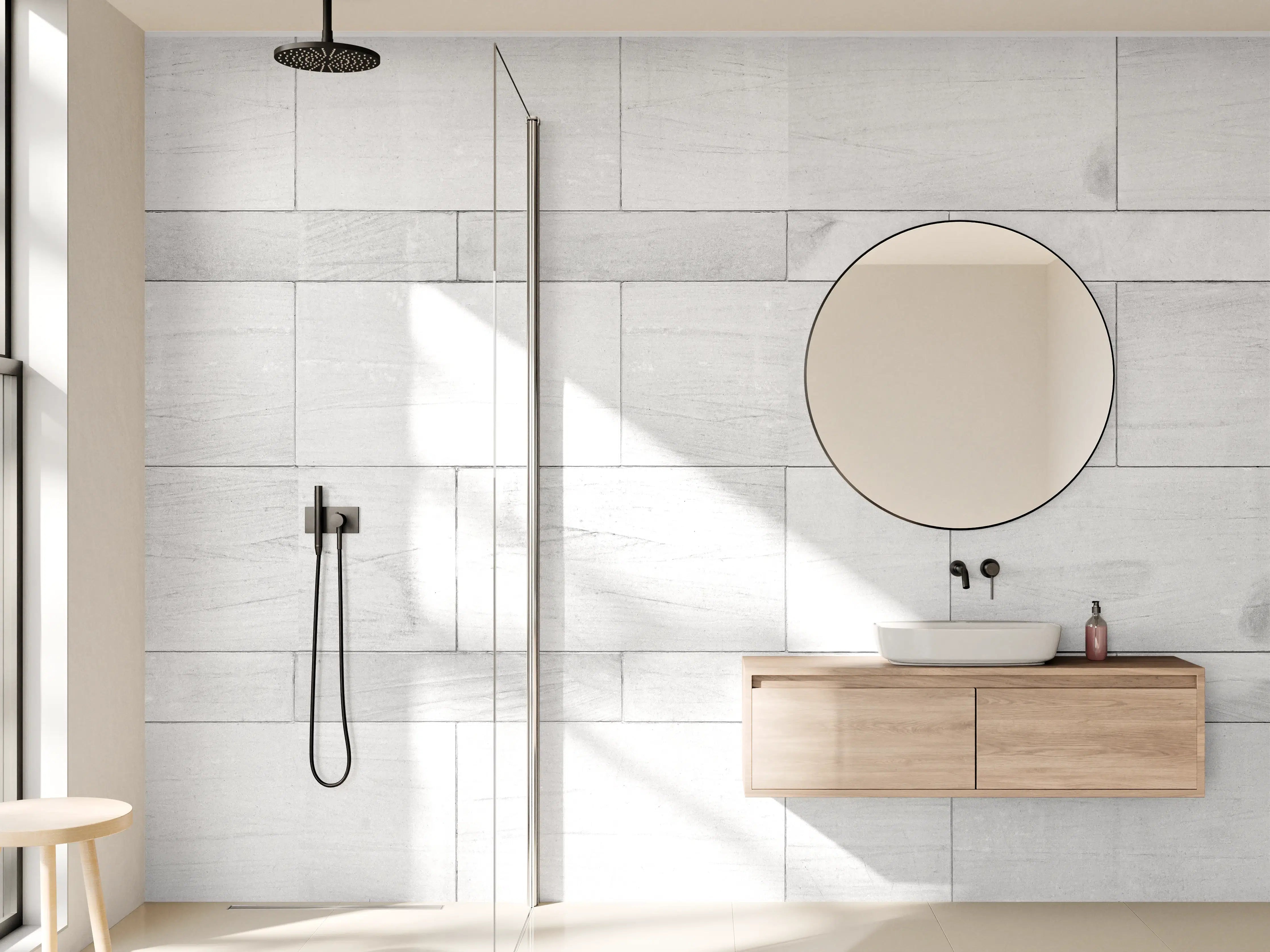 Wandverkleidung Bad - Weiße Granit Fliesen