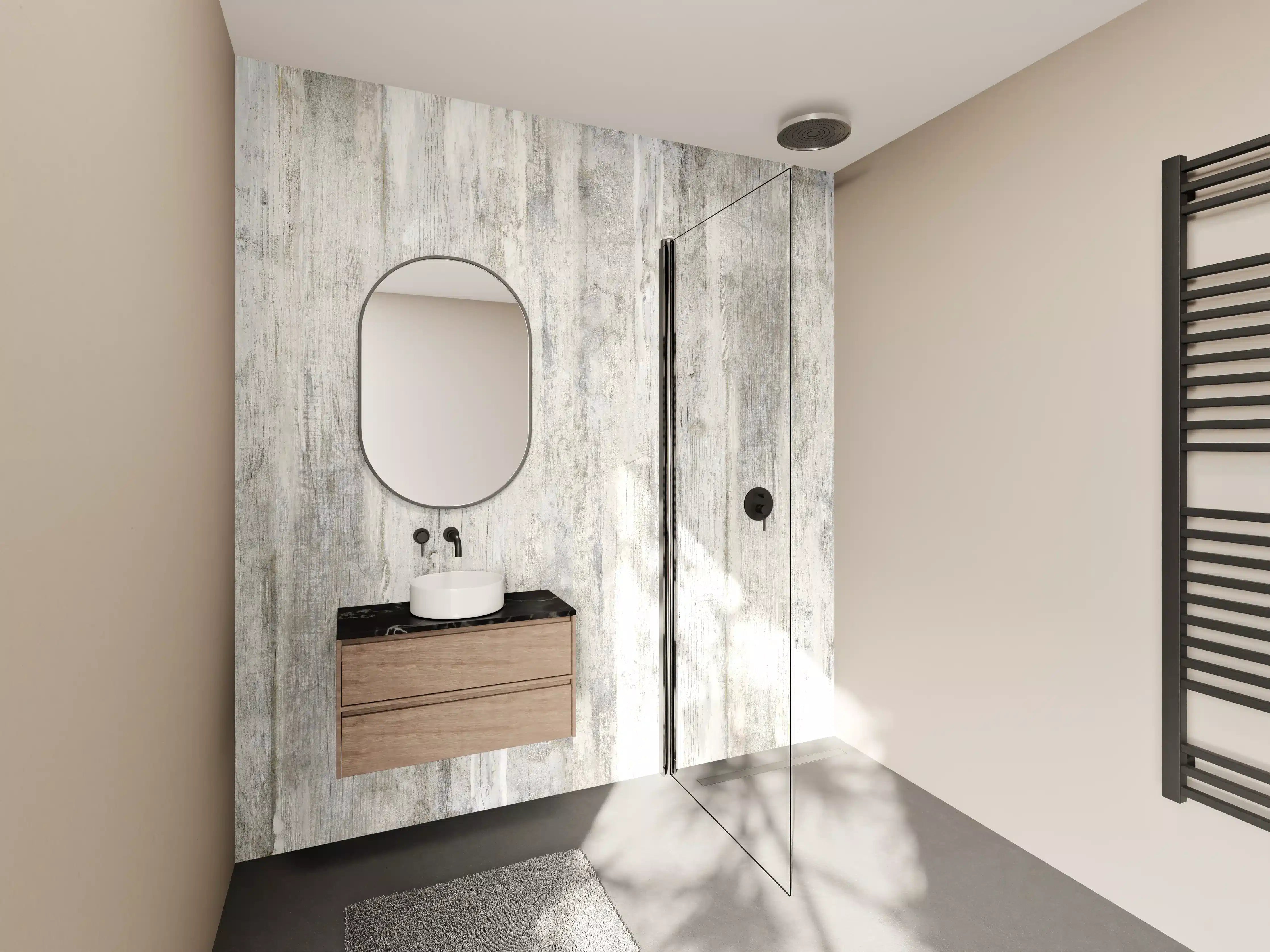 Wandverkleidung Bad - Weiße Holzoptik mit Vintage-Charme