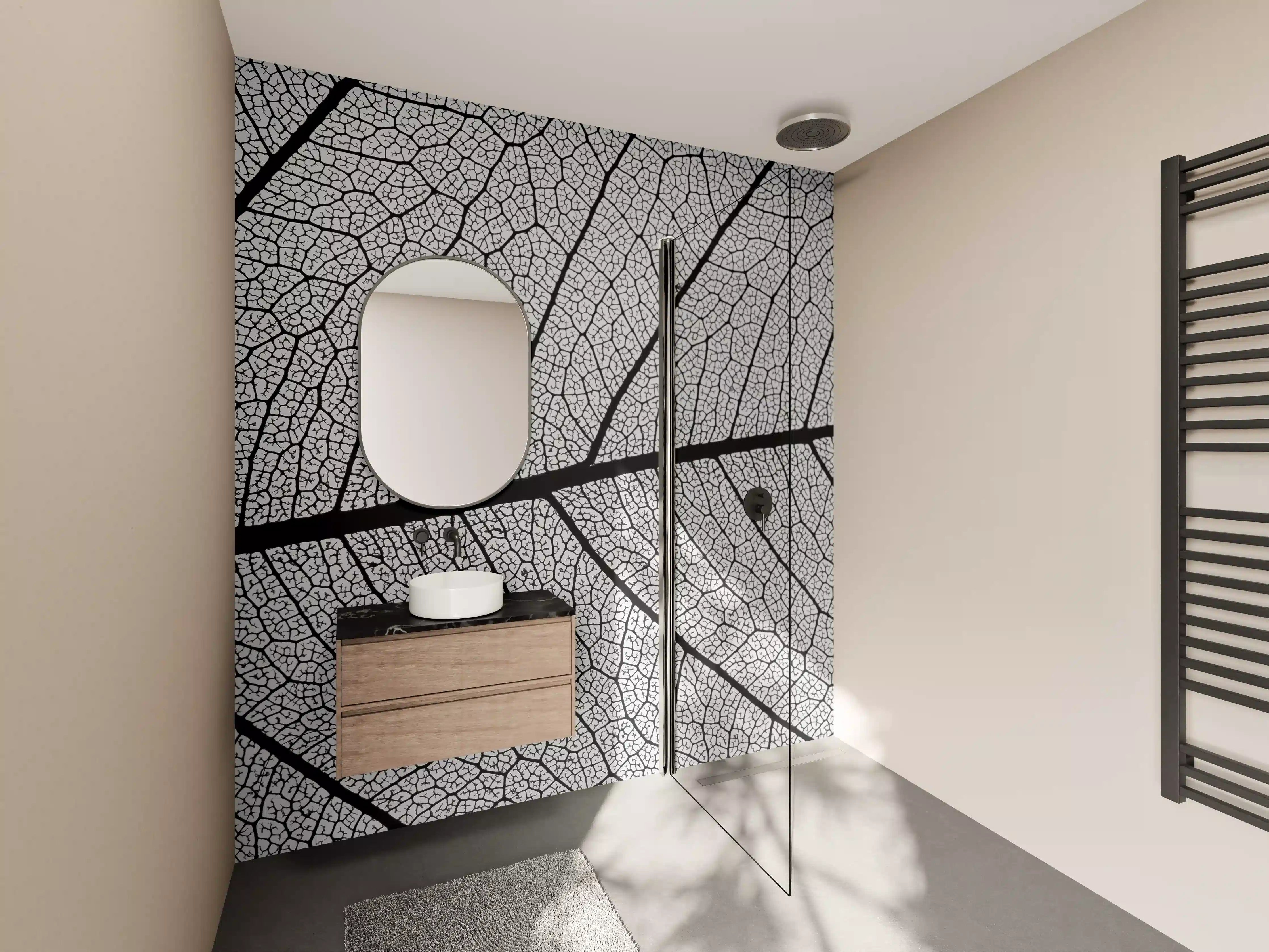 Wandverkleidung Bad - Weiße Marmor-Textur mit grauen Strukturen