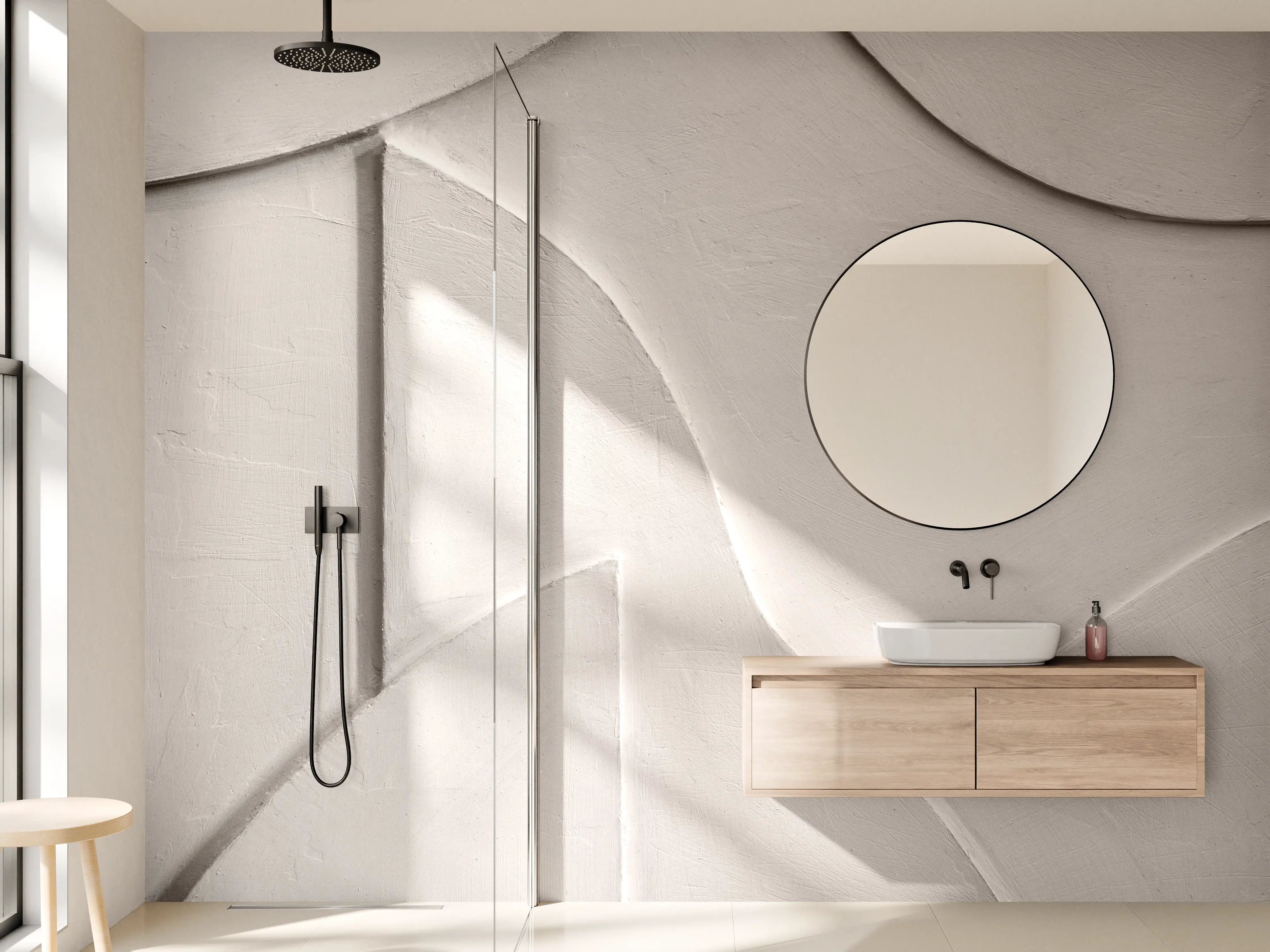 Wandverkleidung Bad - Weiße Marmor-Textur mit sanften Linien