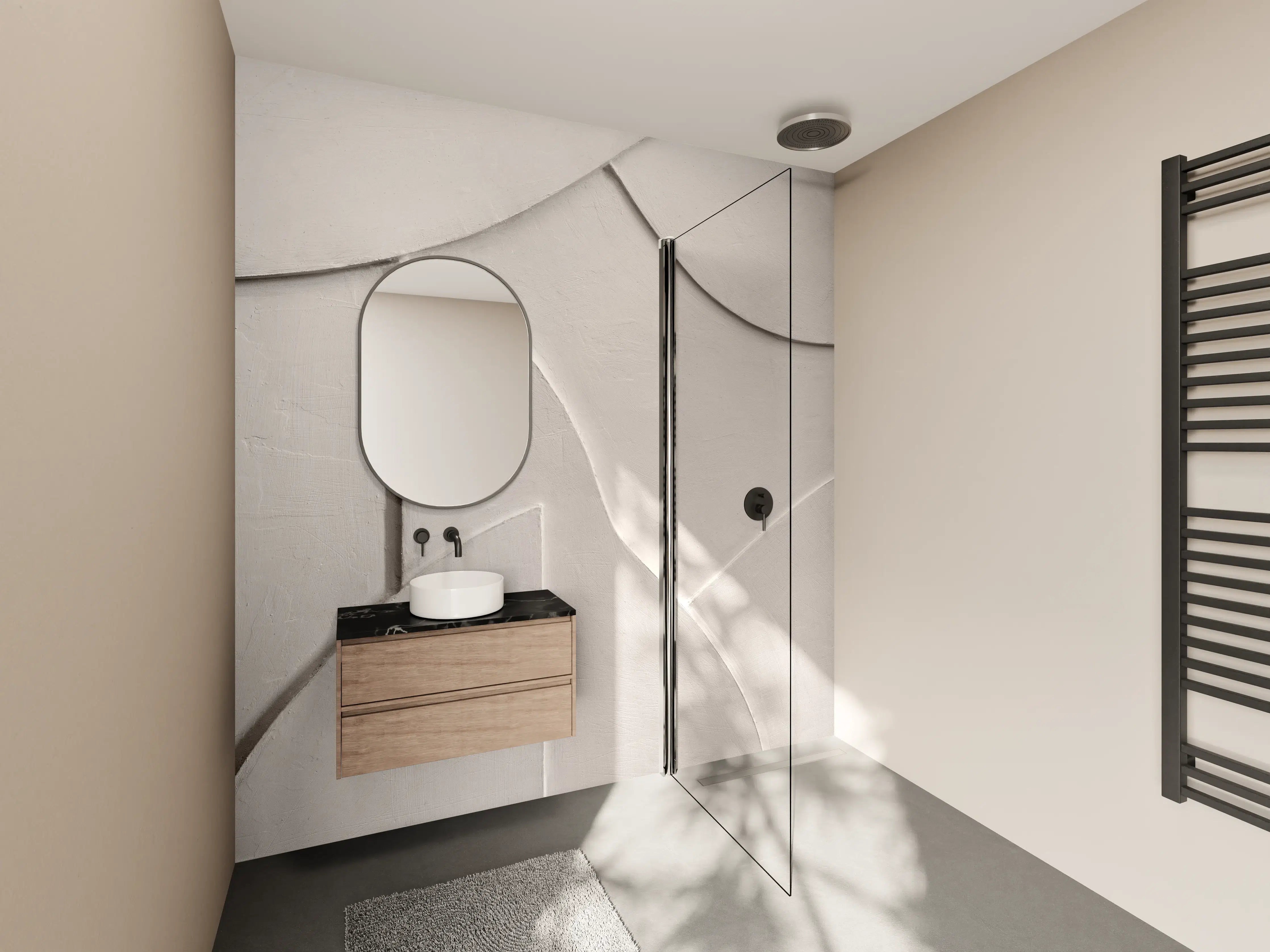 Wandverkleidung Bad - Weiße Marmor-Textur mit sanften Linien