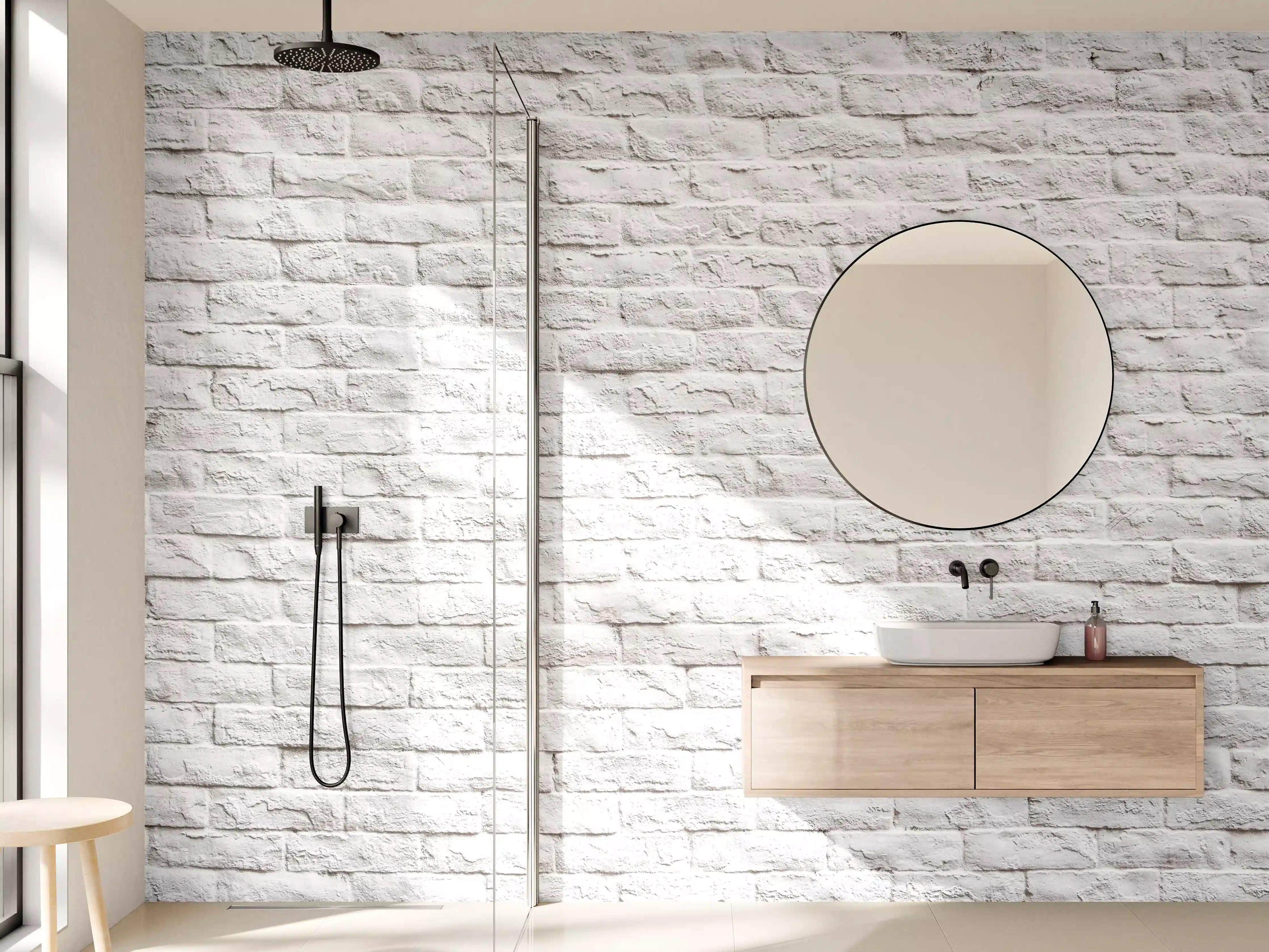 Wandverkleidung Bad - Weiße Steinwandleiste mit leichter Struktur