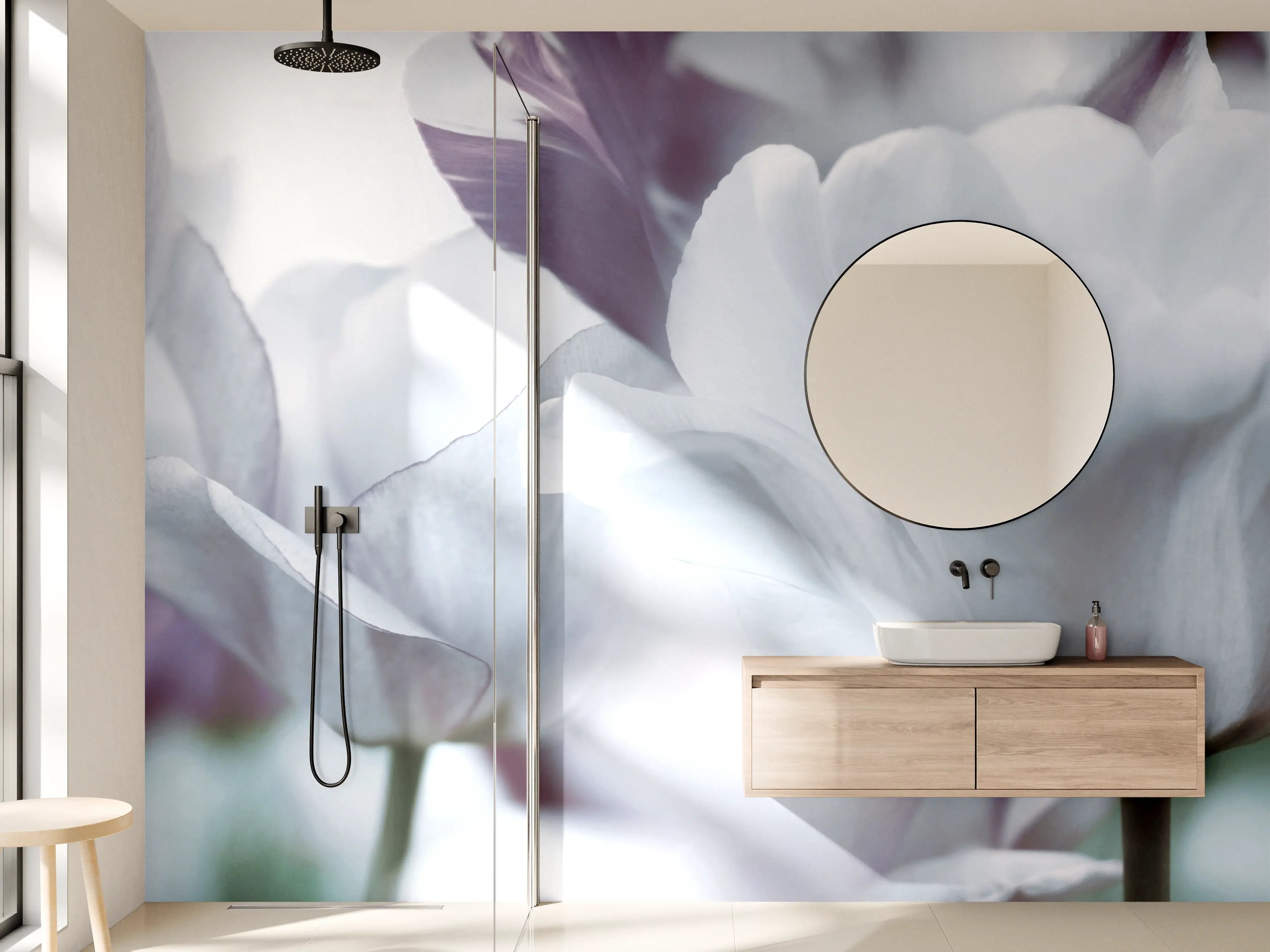 Wandverkleidung Bad - Weiße Tulpen