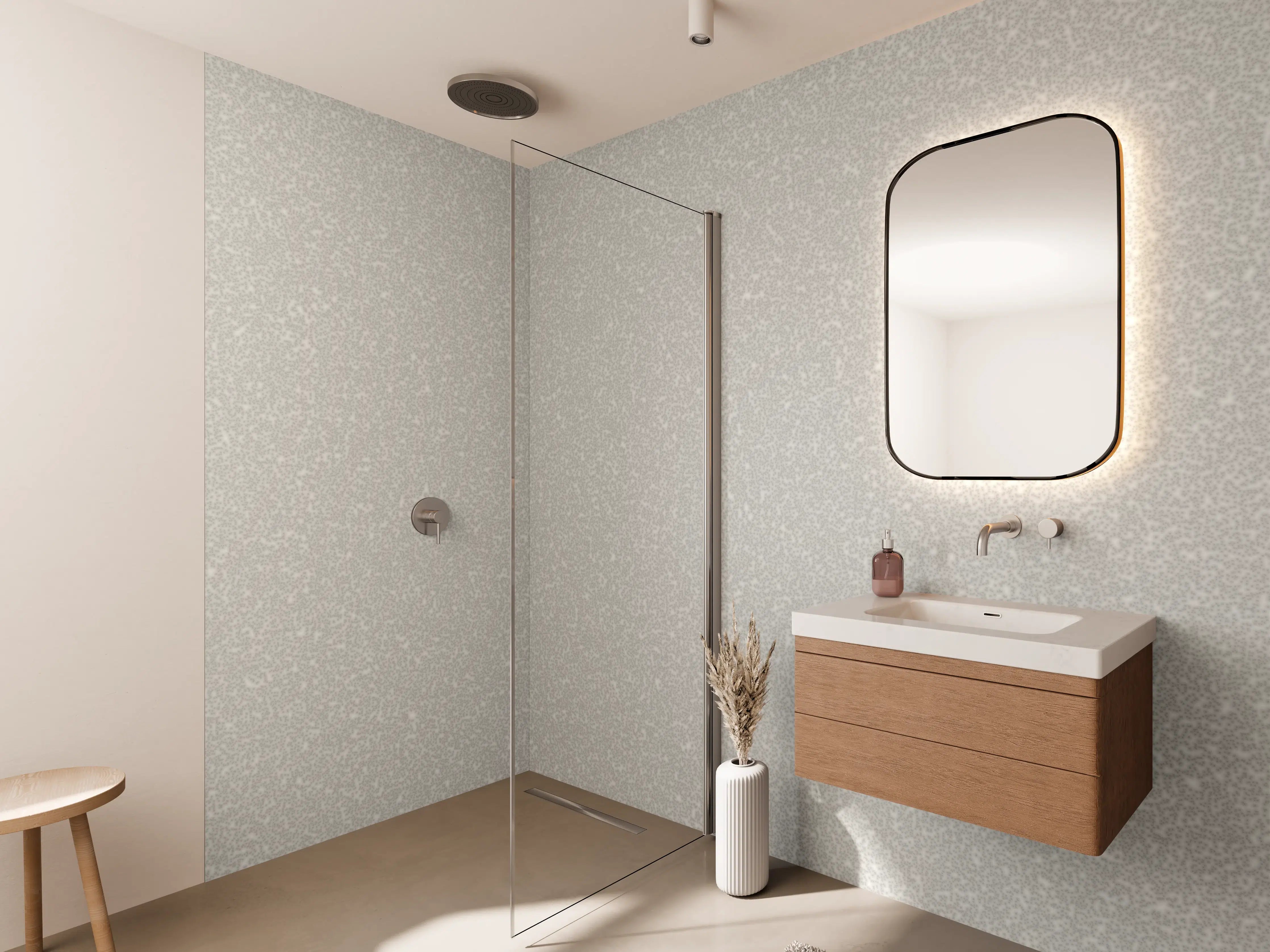 Wandverkleidung Bad - Weiße Wandtextur - Schneewittchen