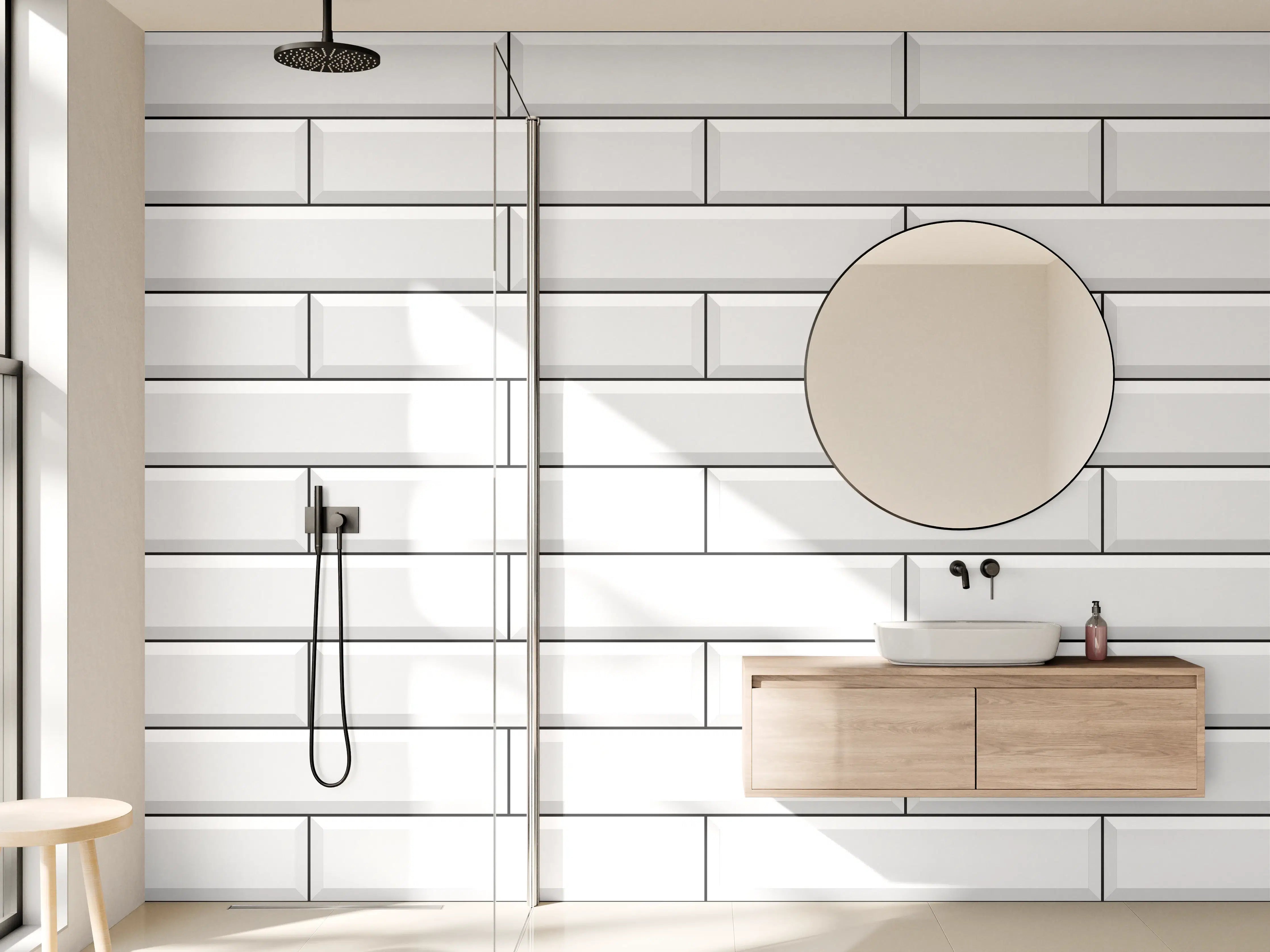 Wandverkleidung Bad - Weiße Ziegelwand Textur