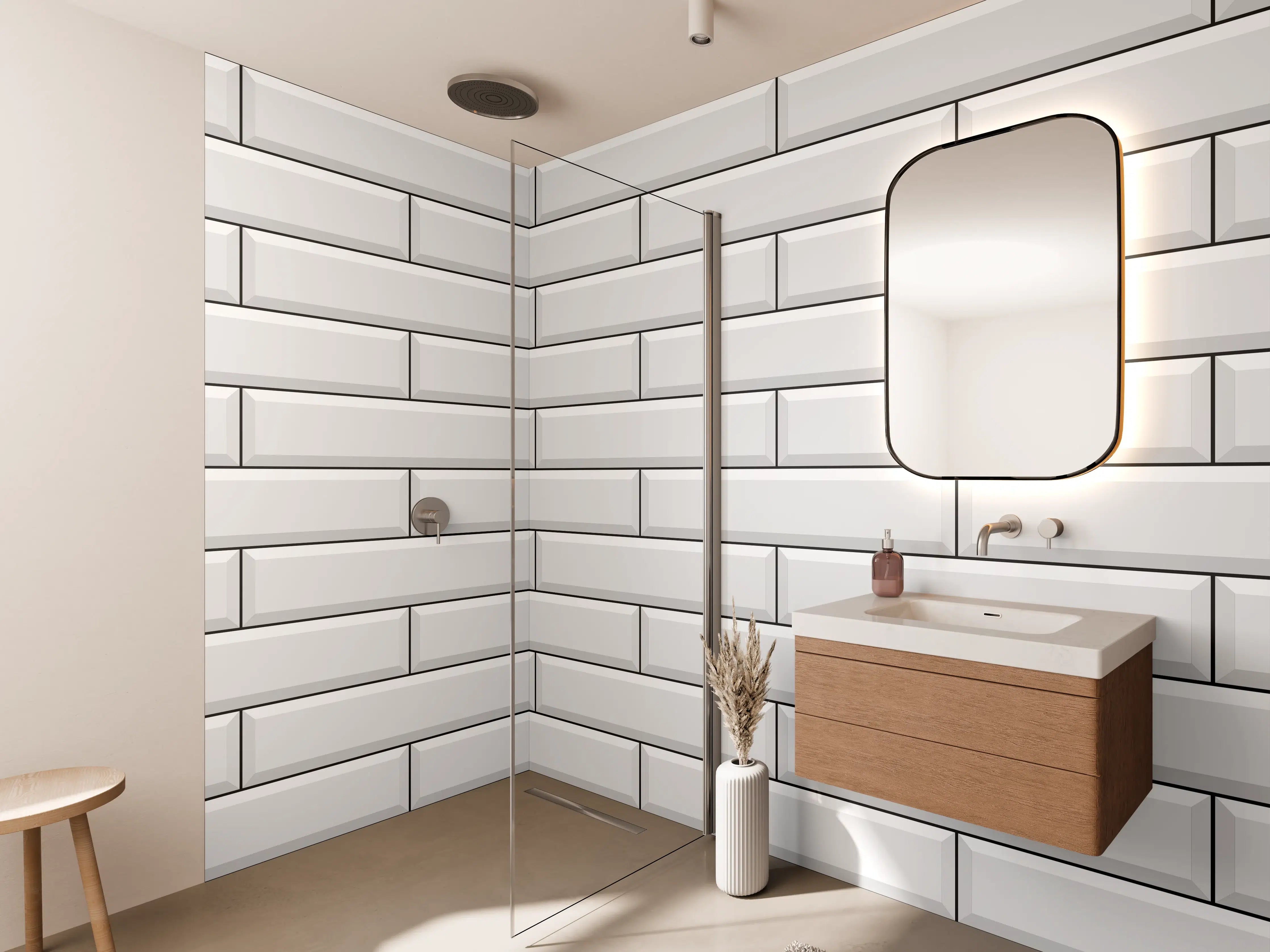 Wandverkleidung Bad - Weiße Ziegelwand Textur