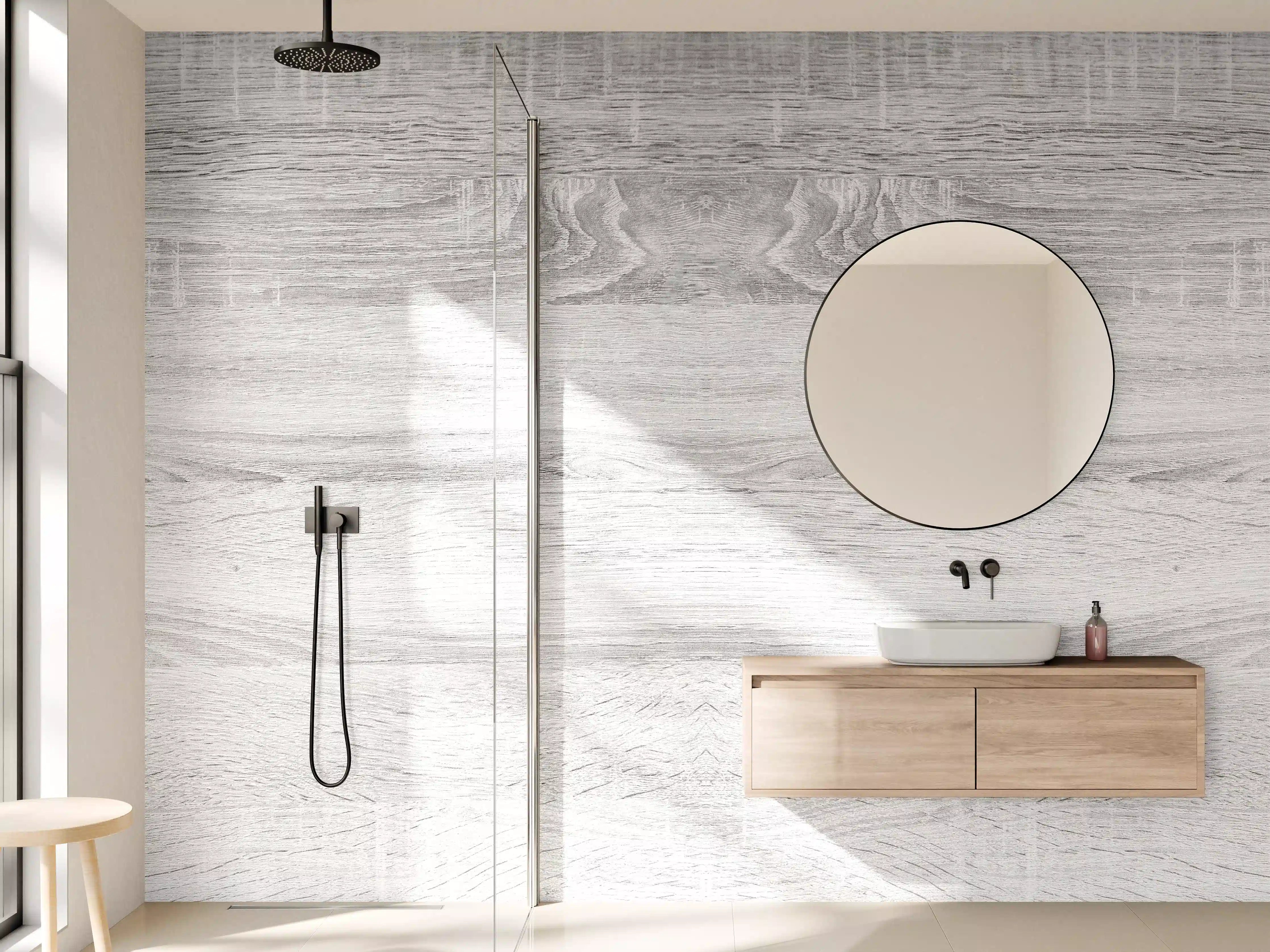 Wandverkleidung Bad - Weiße helle verwitterte Holztextur