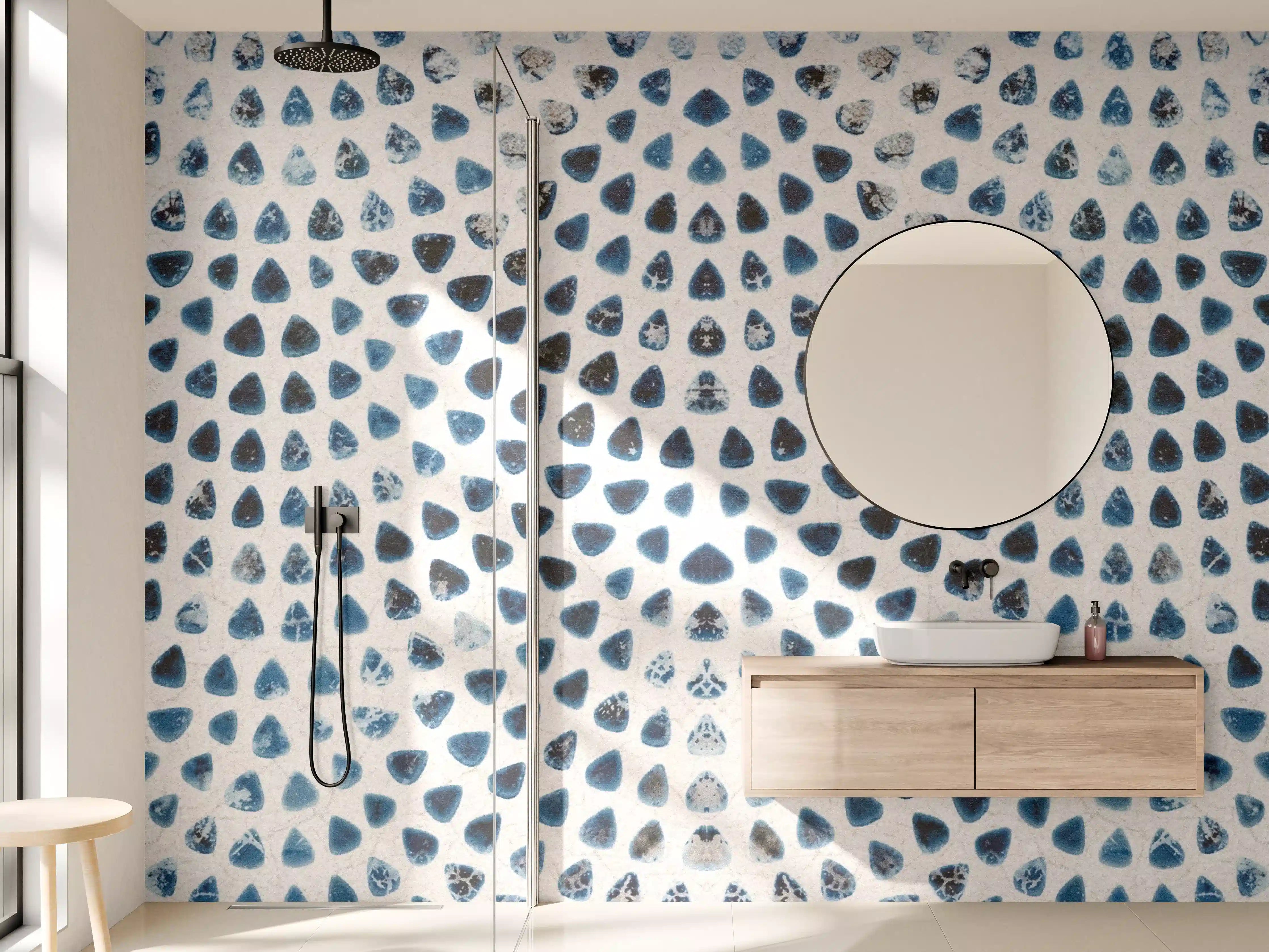 Wandverkleidung Bad - Weiße kreisförmige Retro-Fliesen