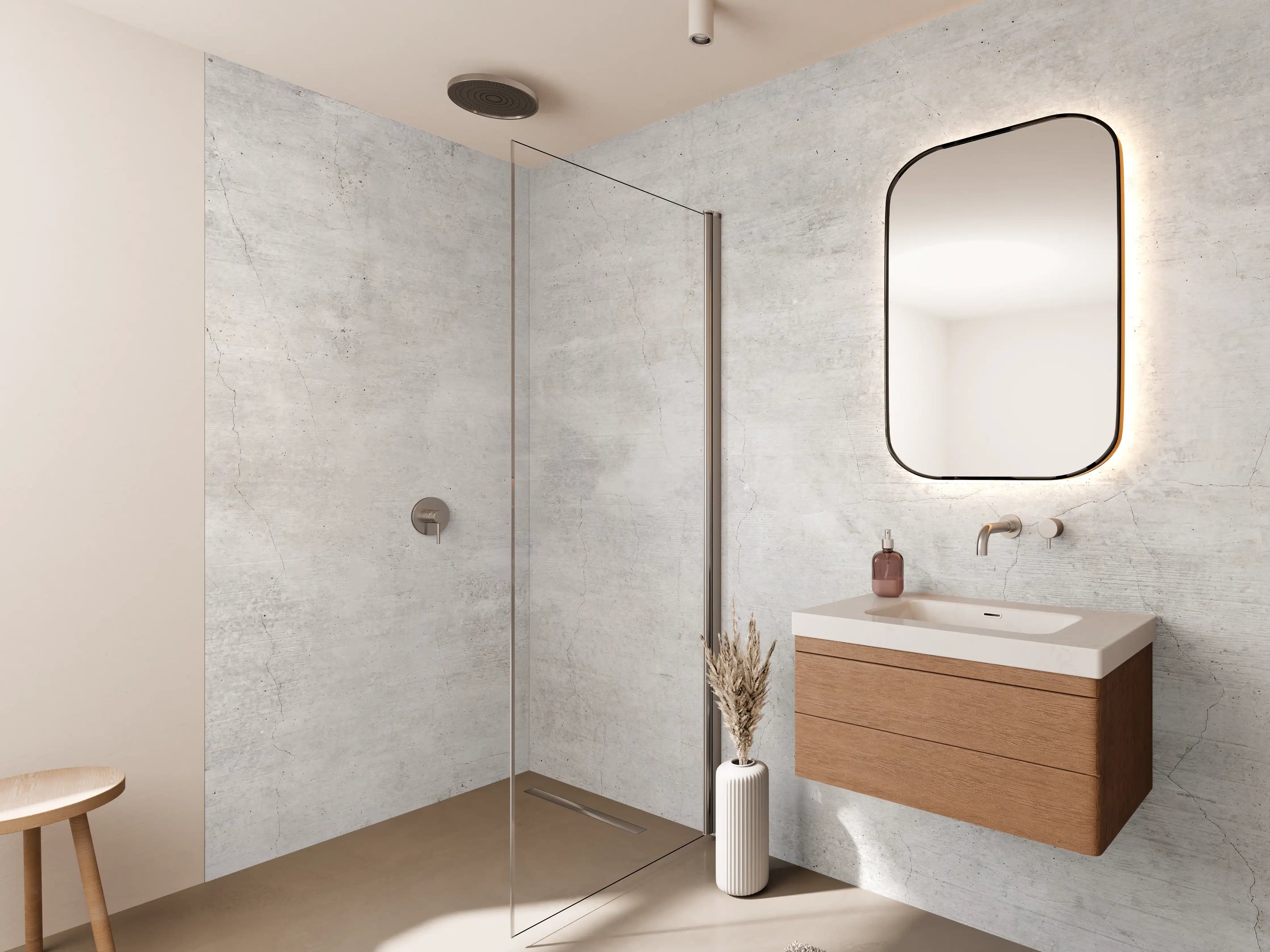 Wandverkleidung Bad - Weiße rissige Steinwand