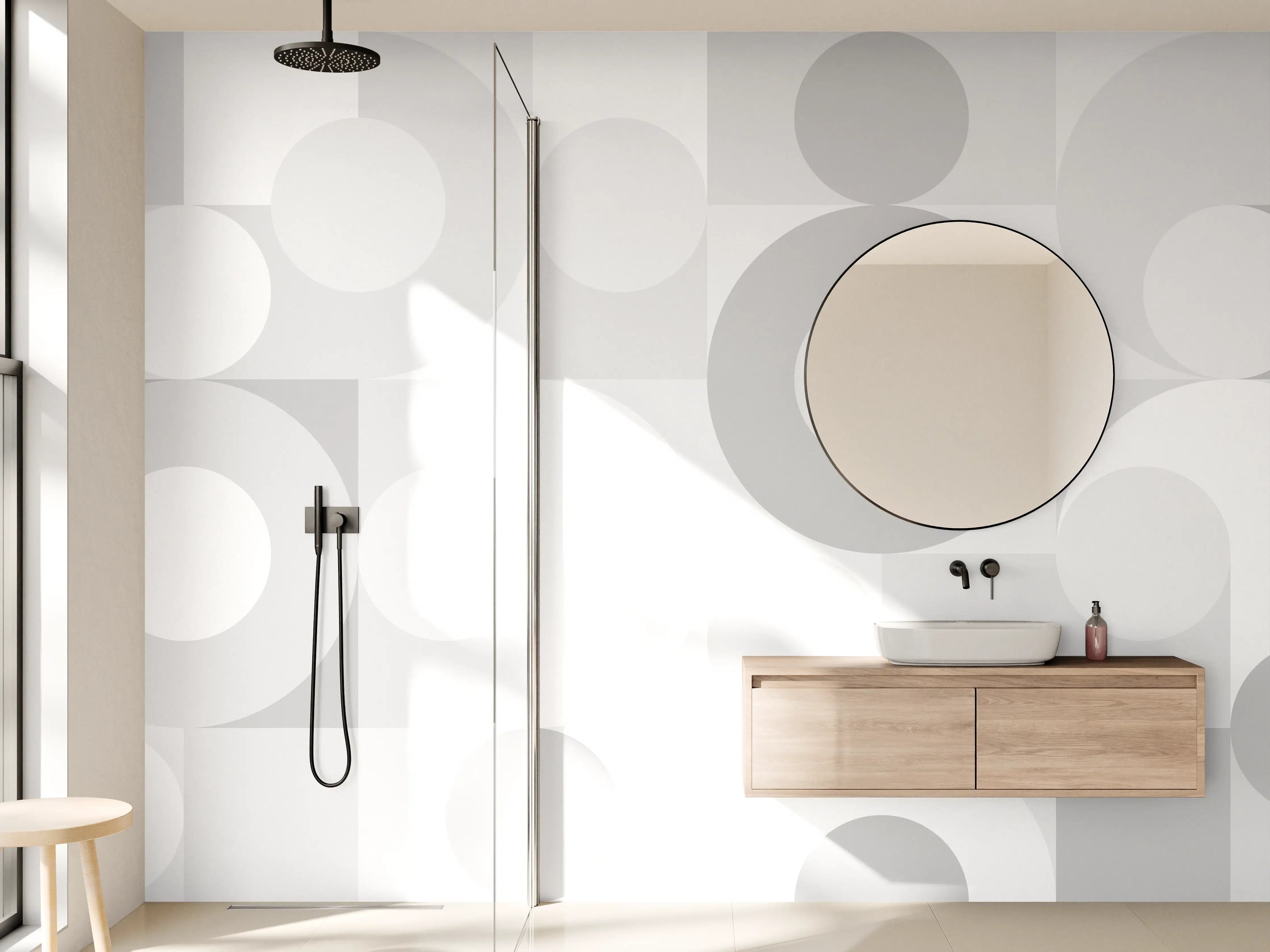 Wandverkleidung Bad - Weiße und Graue abstrakte Strukturen