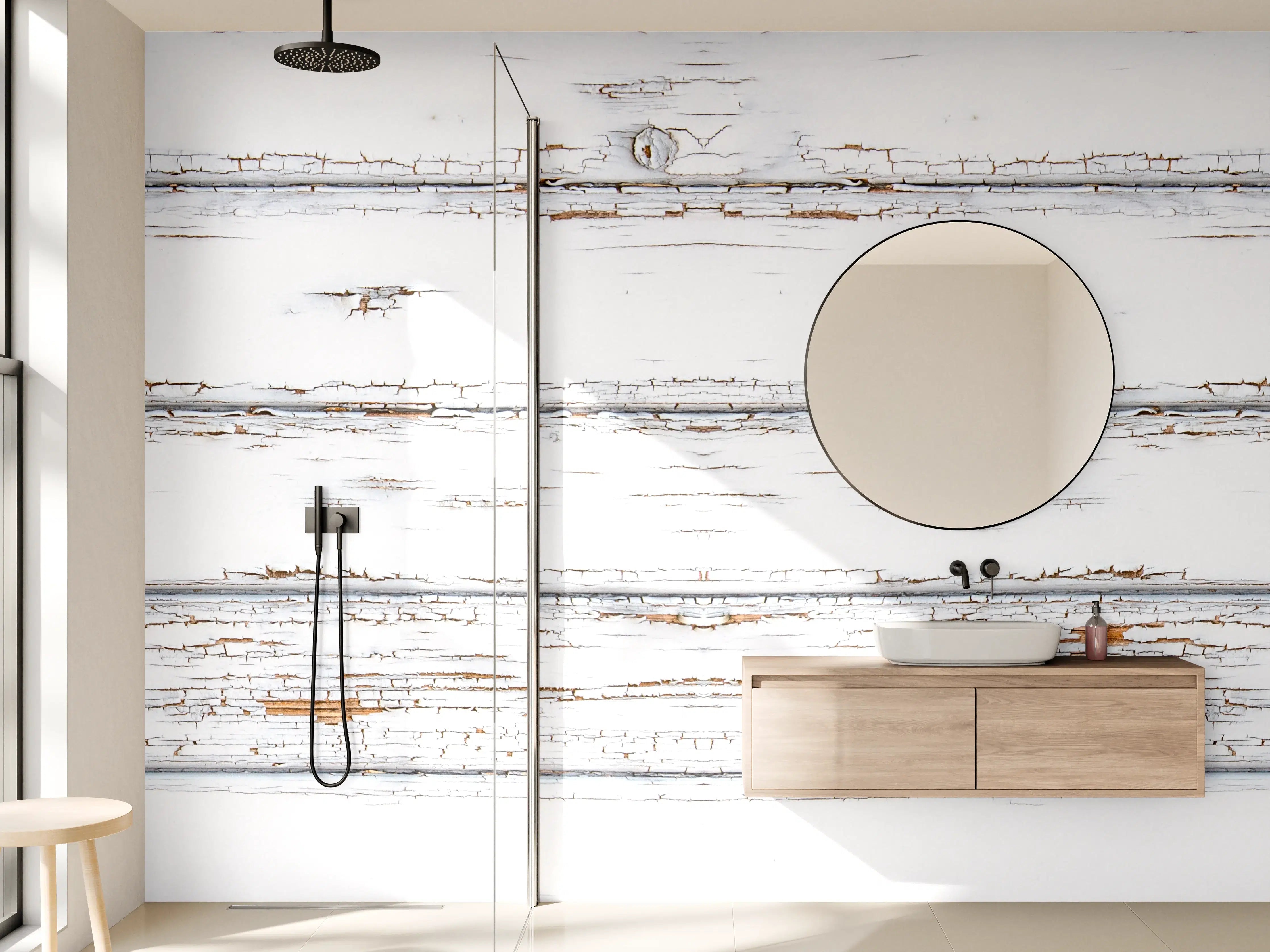 Wandverkleidung Bad - Weiße zerfallenden Holz