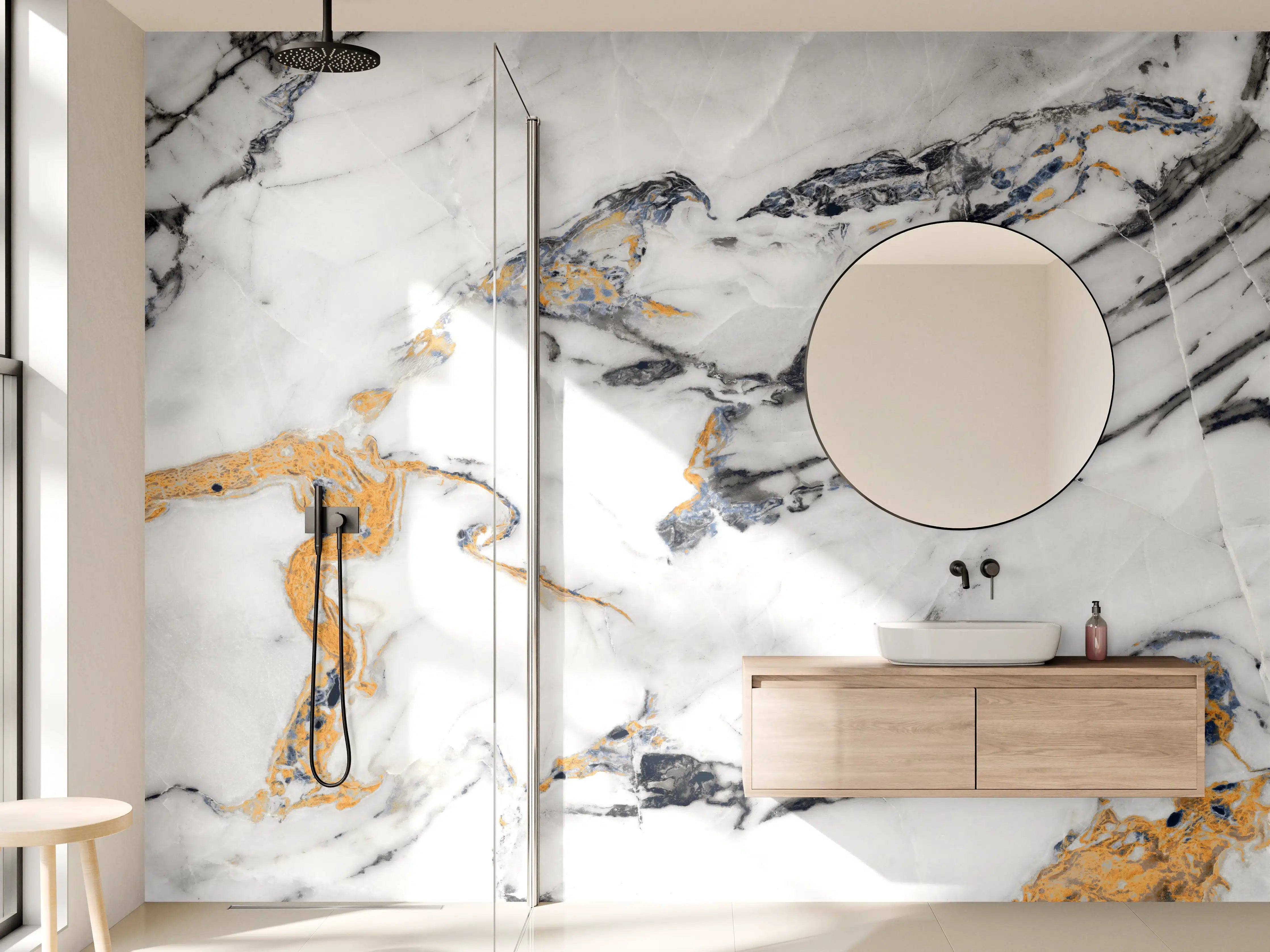 Wandverkleidung Bad - Weißer Carrara Statuario Marmor