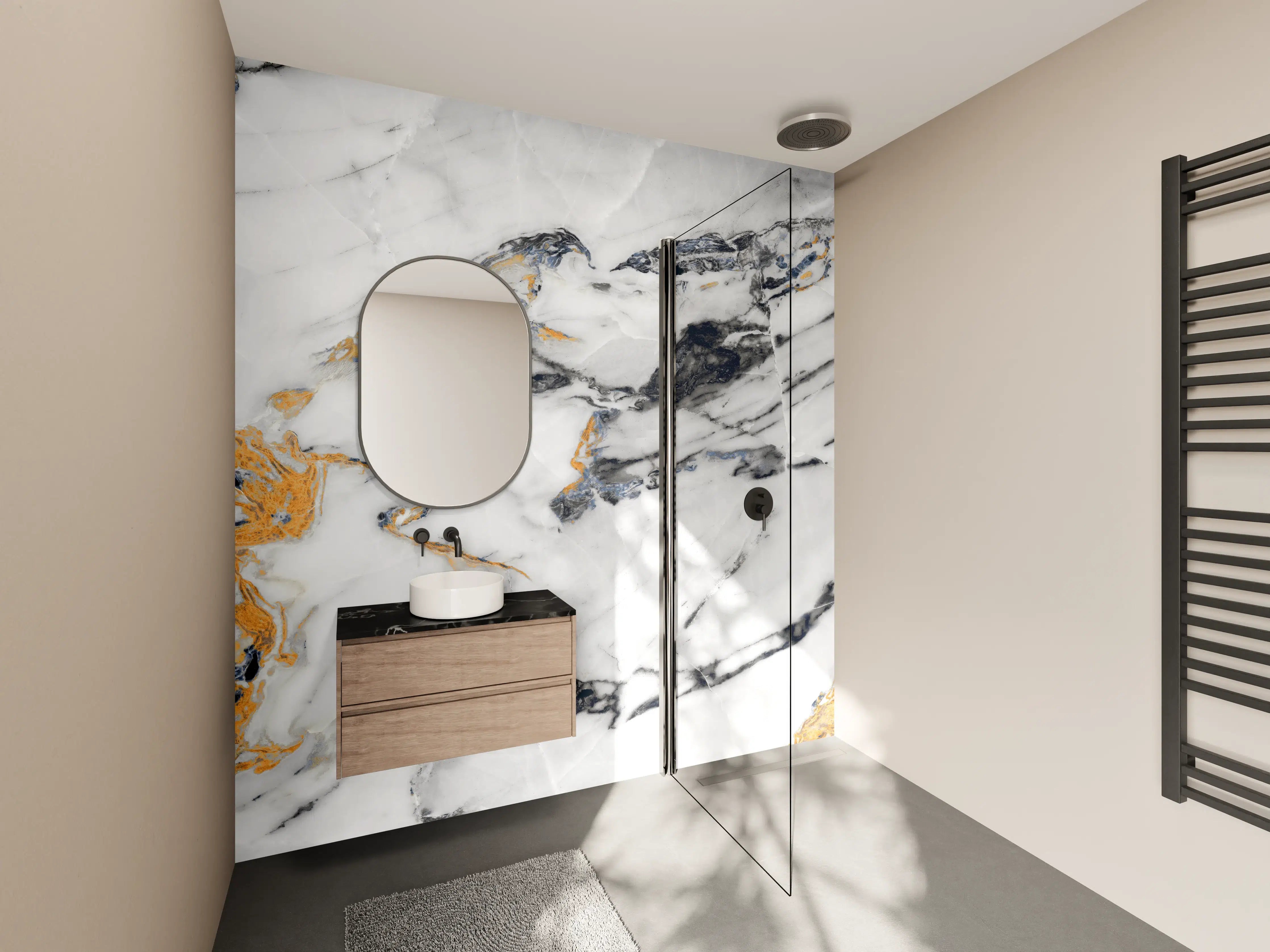 Wandverkleidung Bad - Weißer Carrara Statuario Marmor