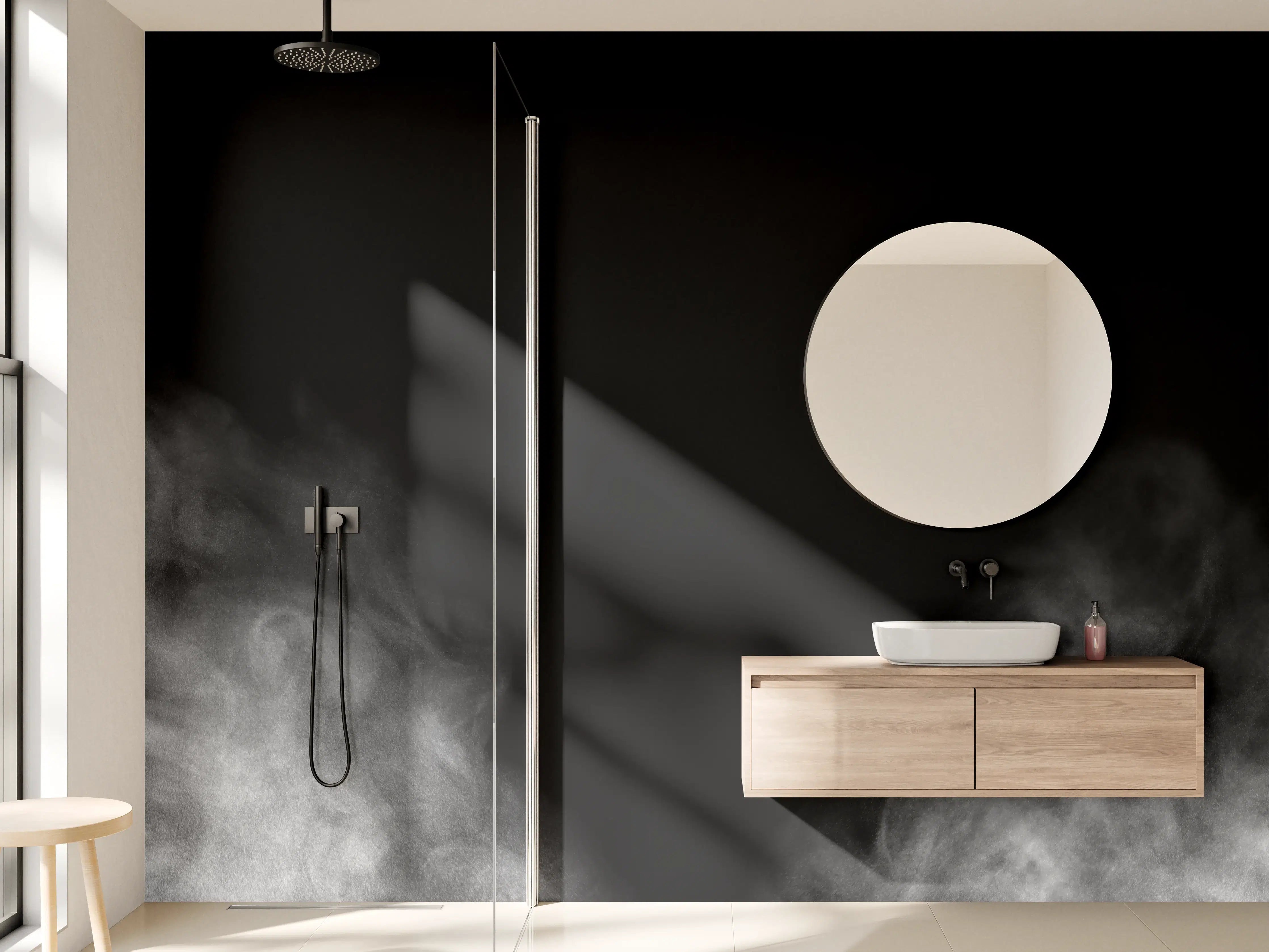 Wandverkleidung Bad - Weißer Dampf