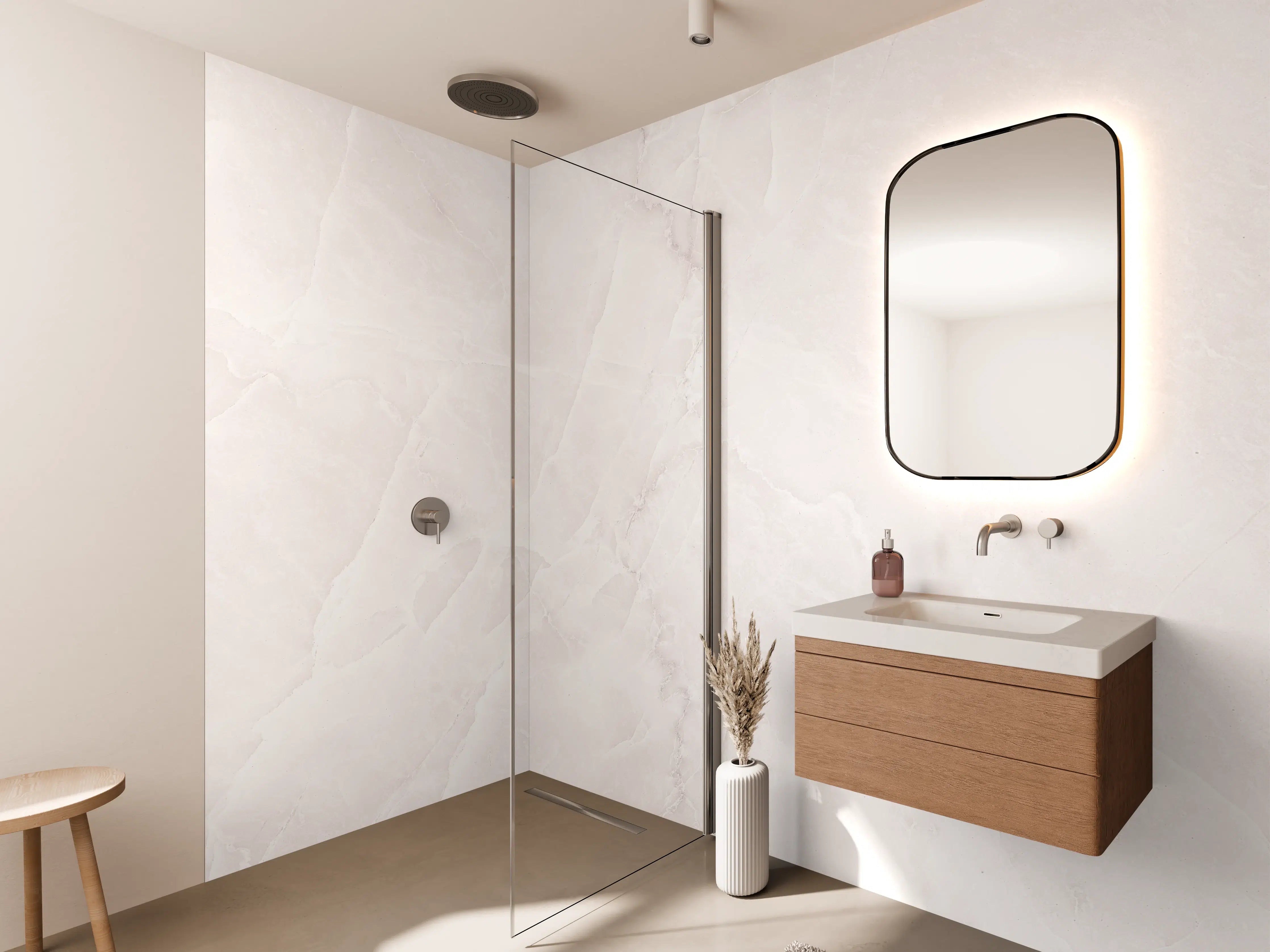 Wandverkleidung Bad - Weißer Marmor mit feiner Textur