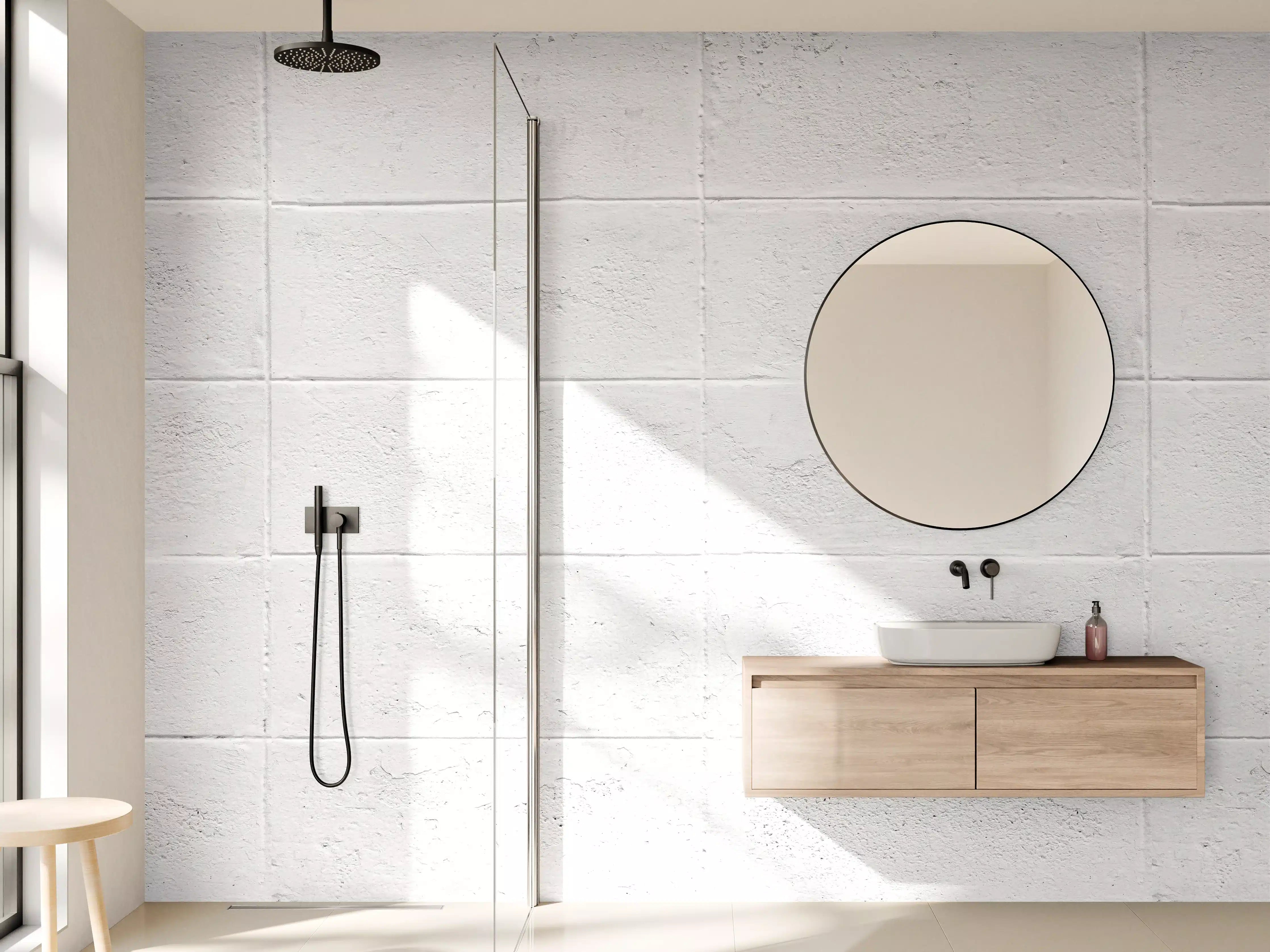 Wandverkleidung Bad - Weißer Zementblock Zaun