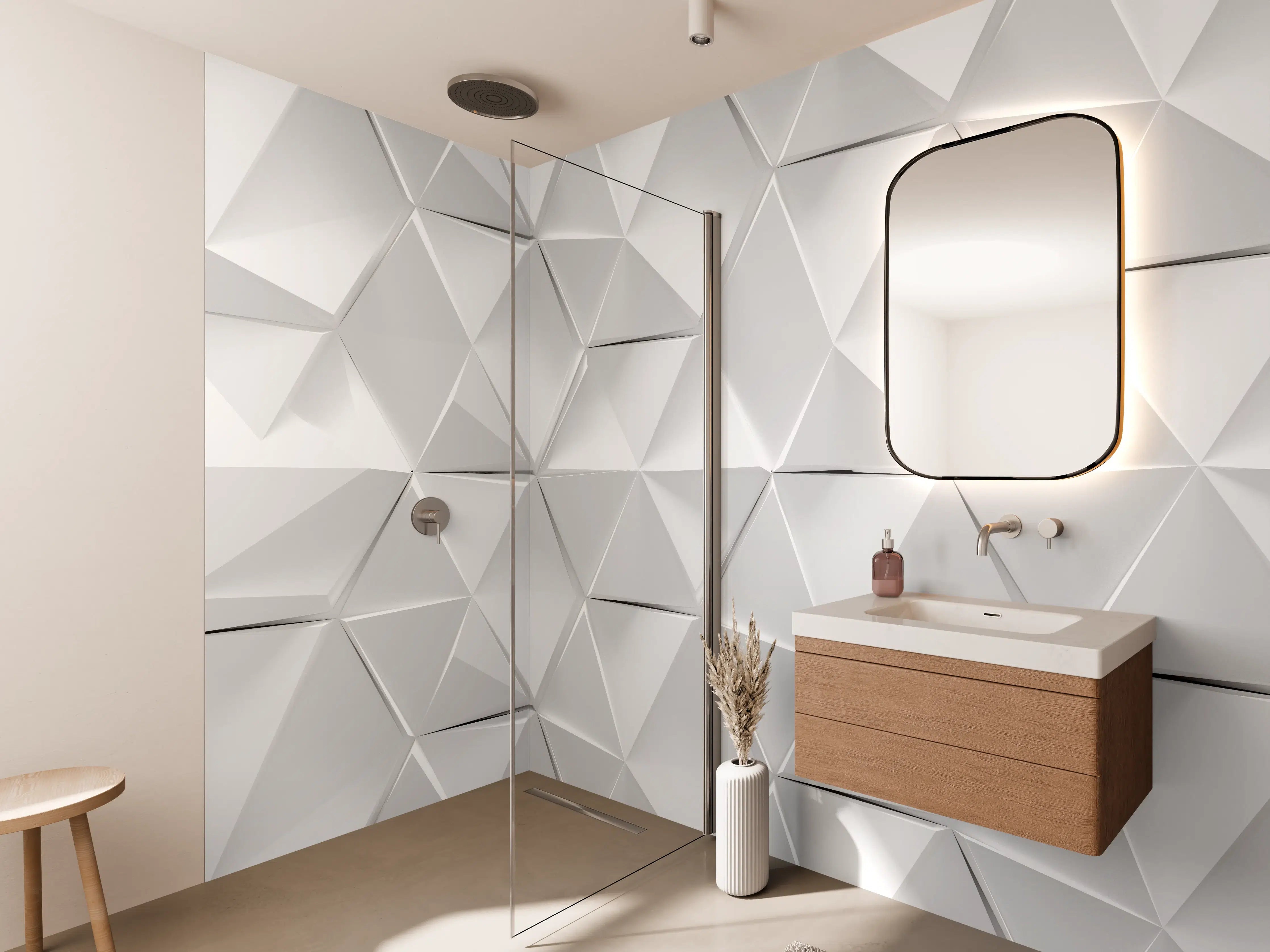 Wandverkleidung Bad - Weißer futuristischer Hintergrund