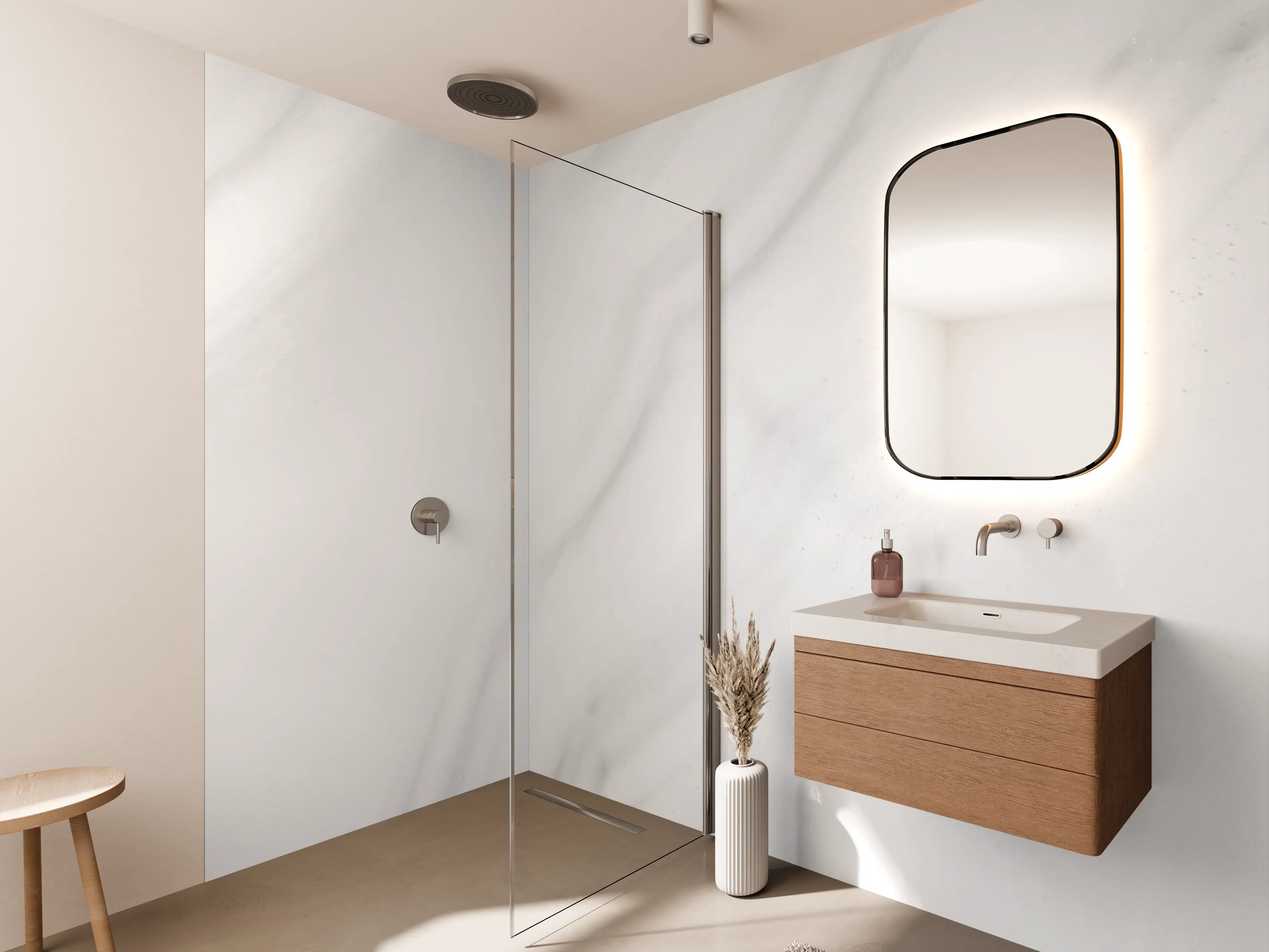 Wandverkleidung Bad - Weißer polierter Marmor