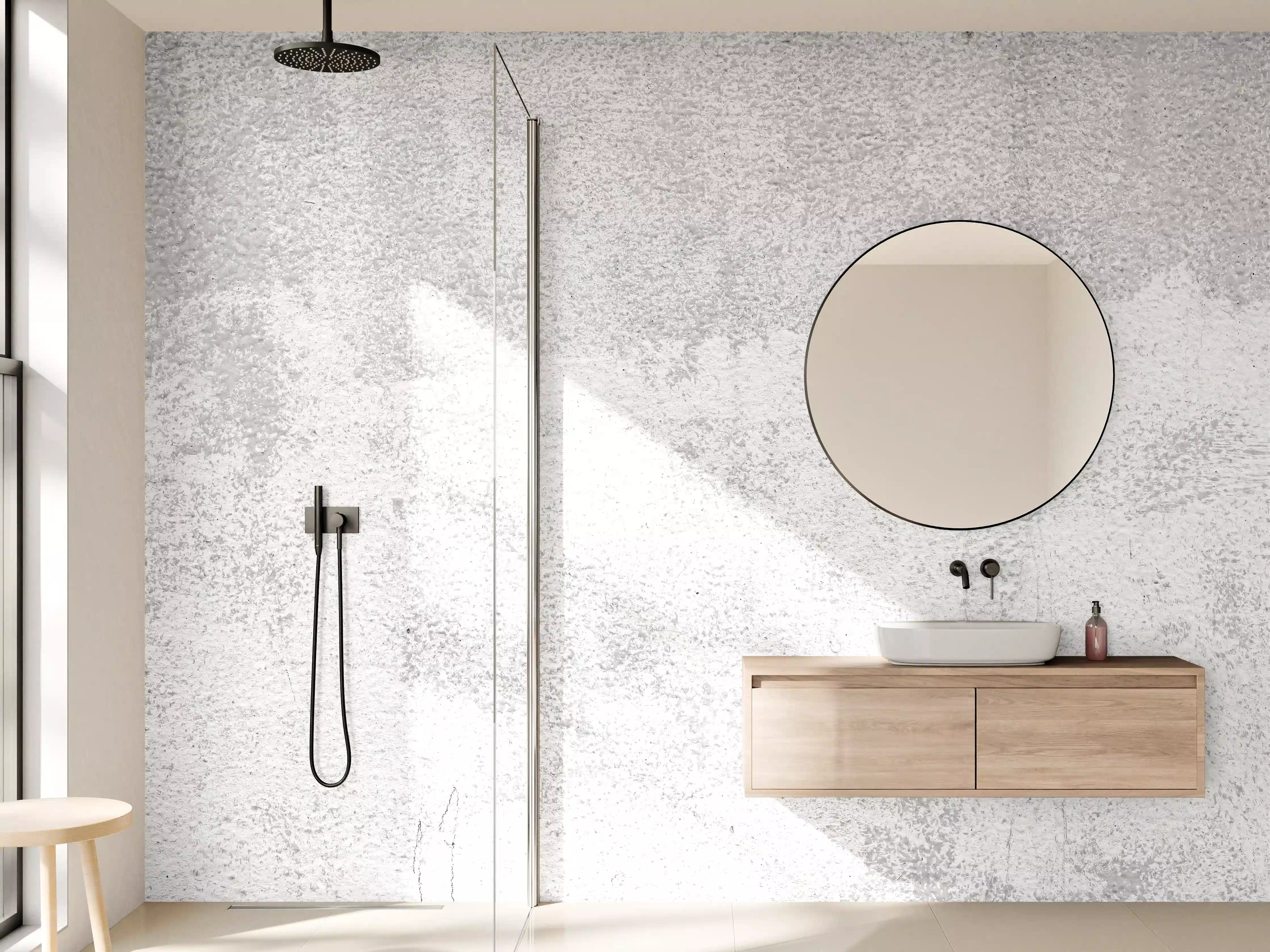 Wandverkleidung Bad - Weißer rustikaler Zement