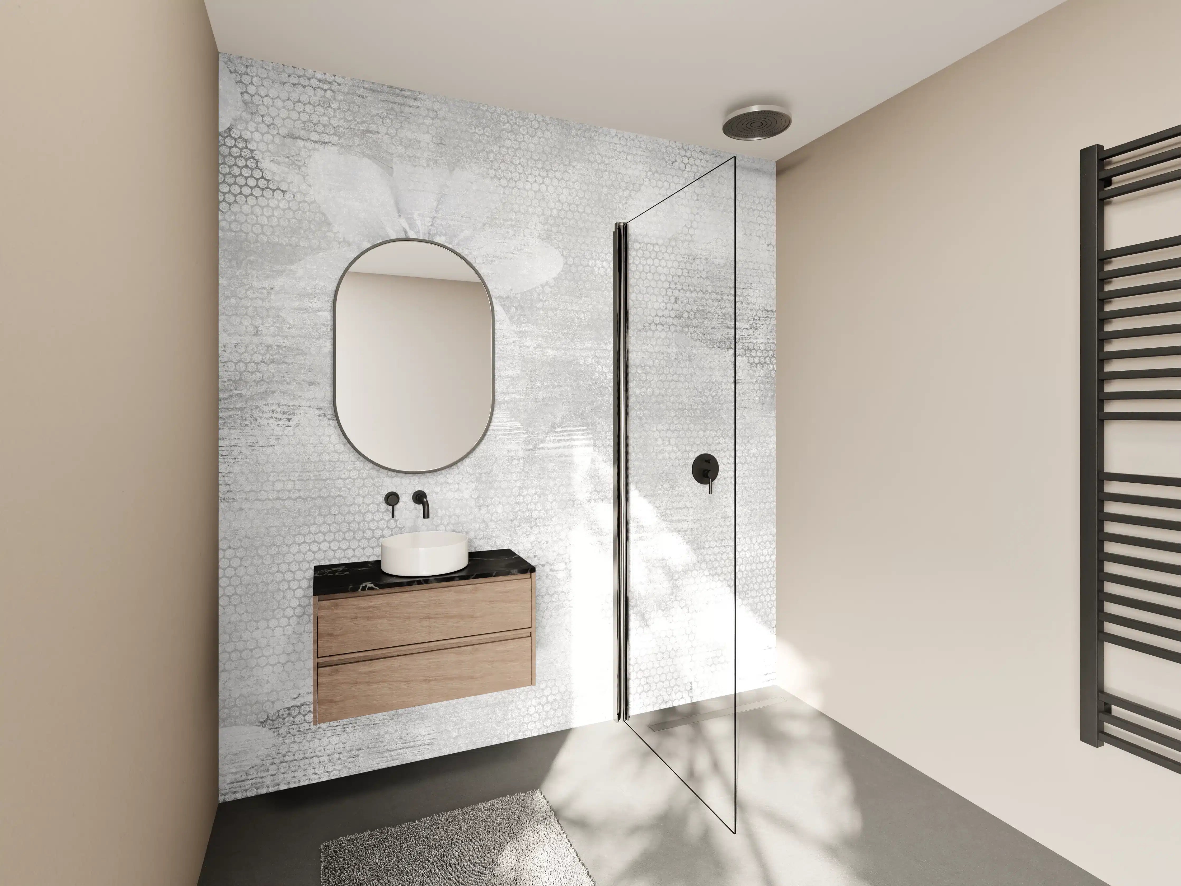 Wandverkleidung Bad - Weißes Blumen Muster - Floral