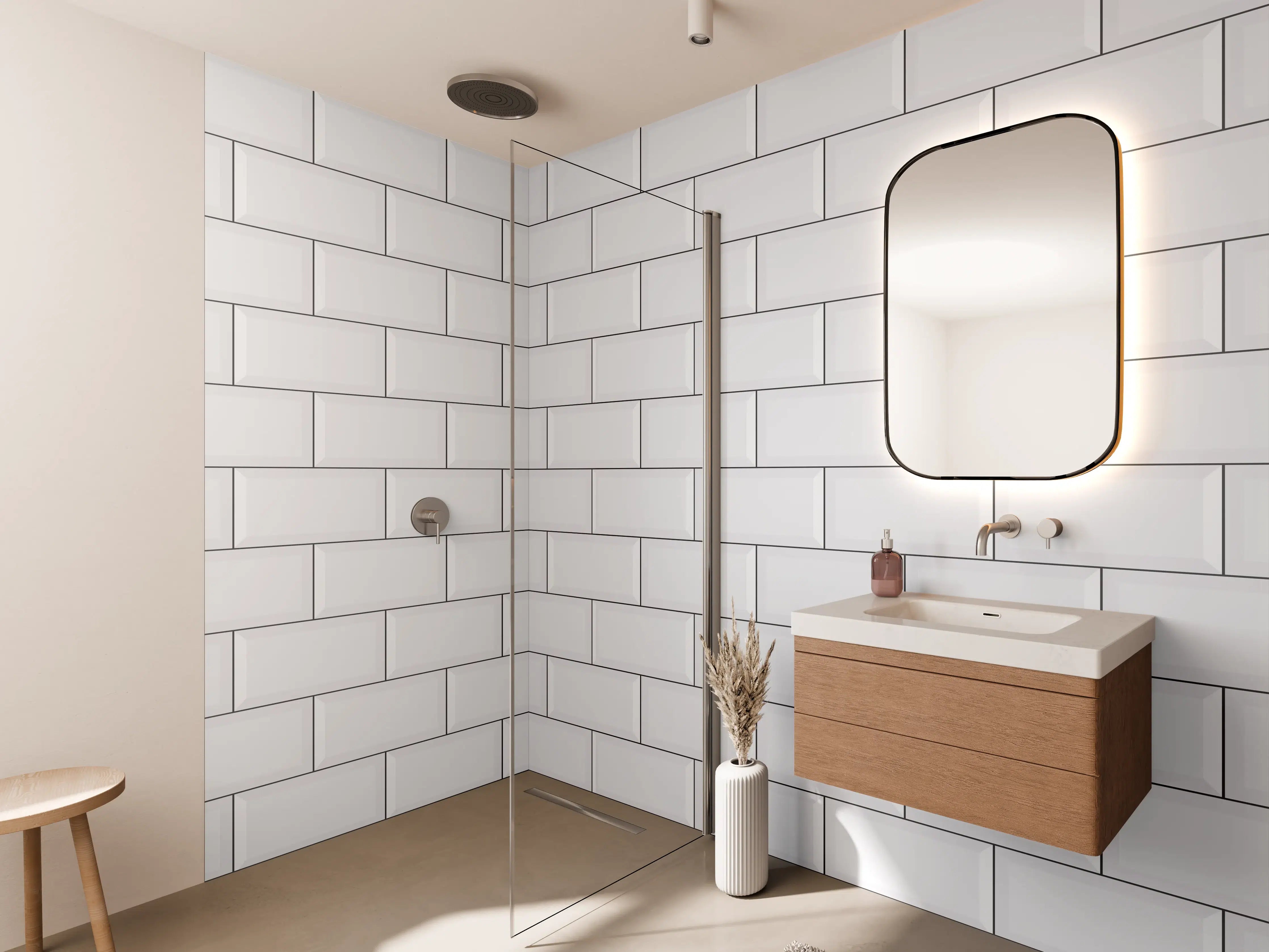 Wandverkleidung Bad - Weißes Mauerwerk-Design