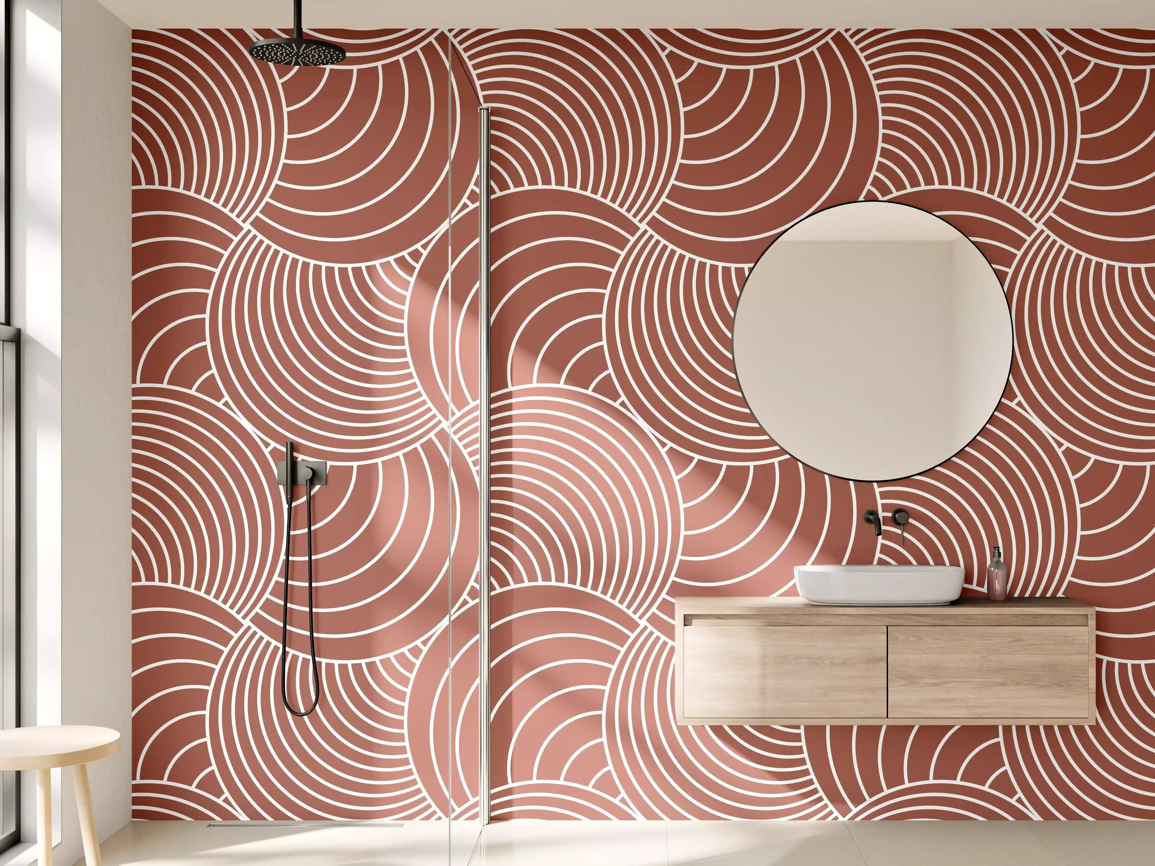 Wandverkleidung Bad - Wellenmuster in warmem Braun-Ton