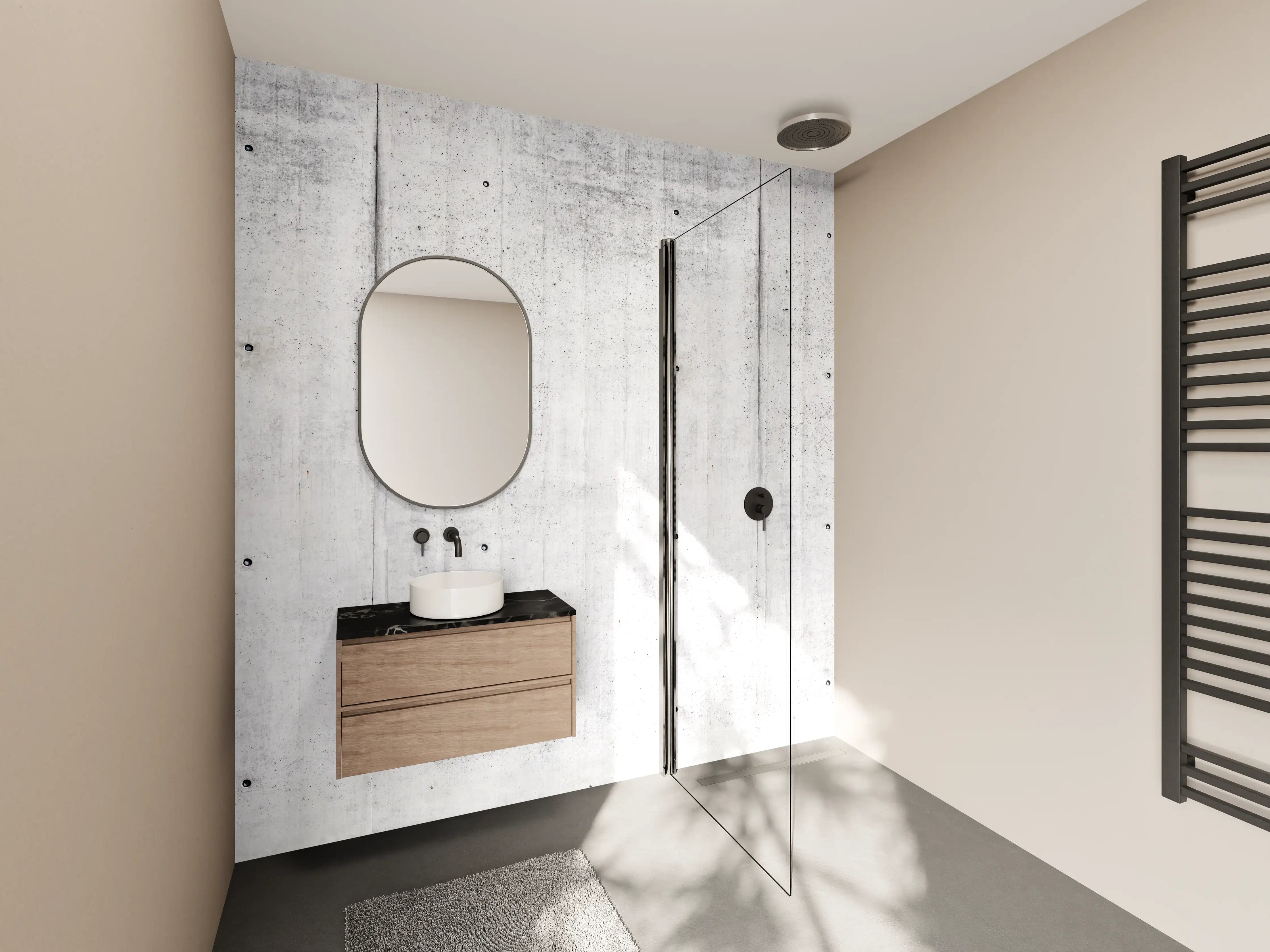 Wandverkleidung Bad - Wiederholtes Sichtbeton Textur