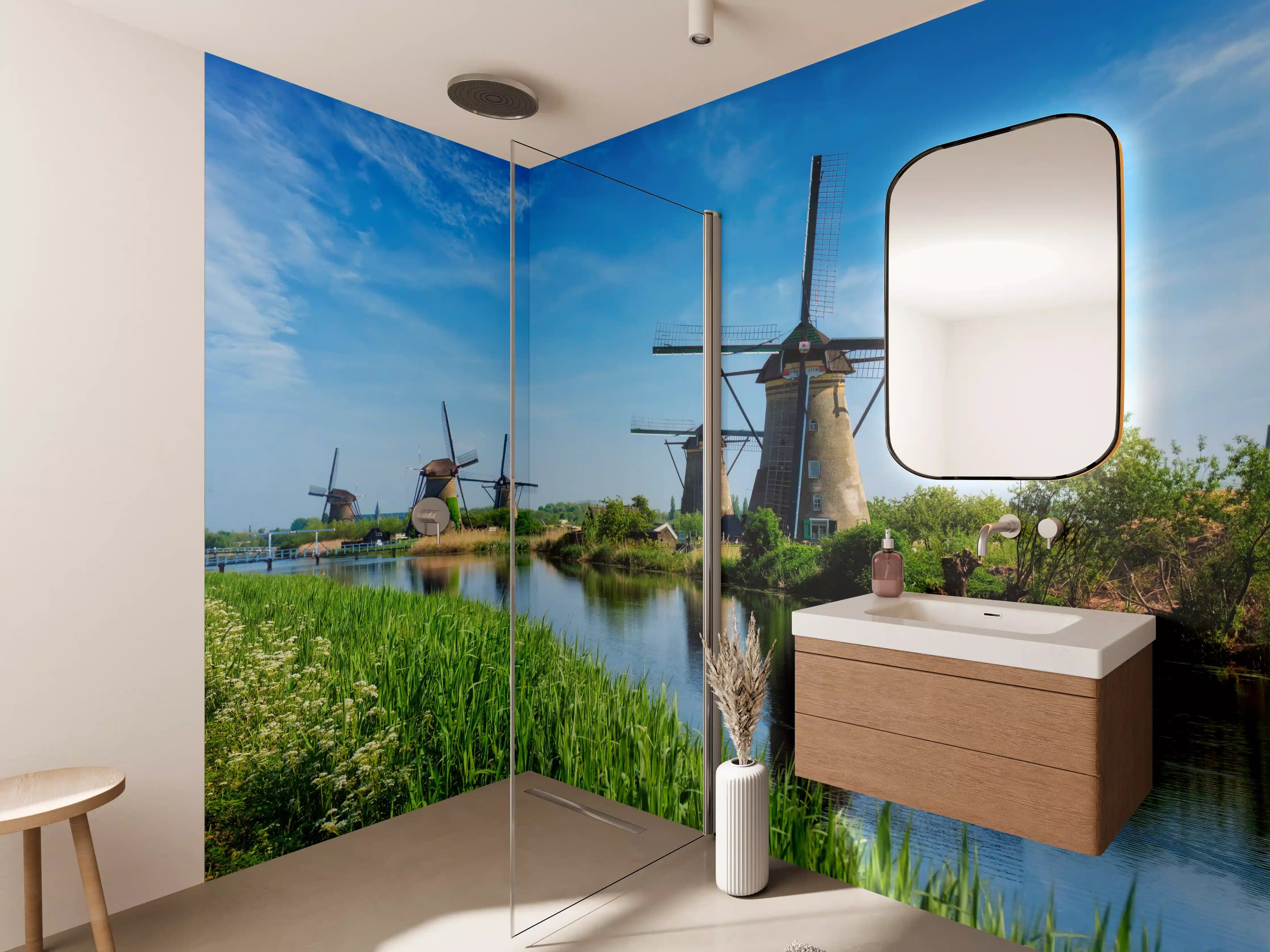 Wandverkleidung Bad - Windmühlen in Kinderdijk - Holland