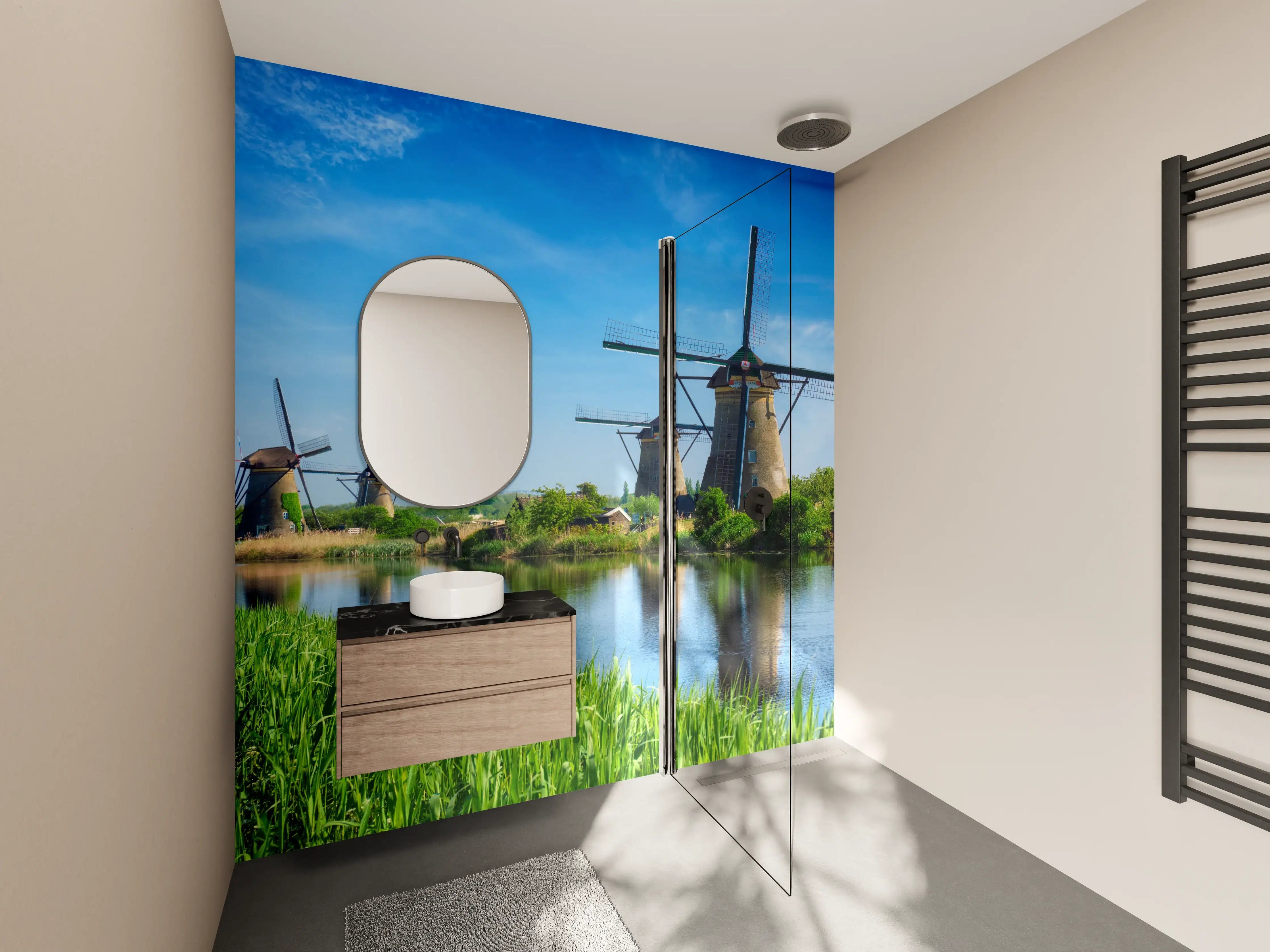 Wandverkleidung Bad - Windmühlen in Kinderdijk - Holland