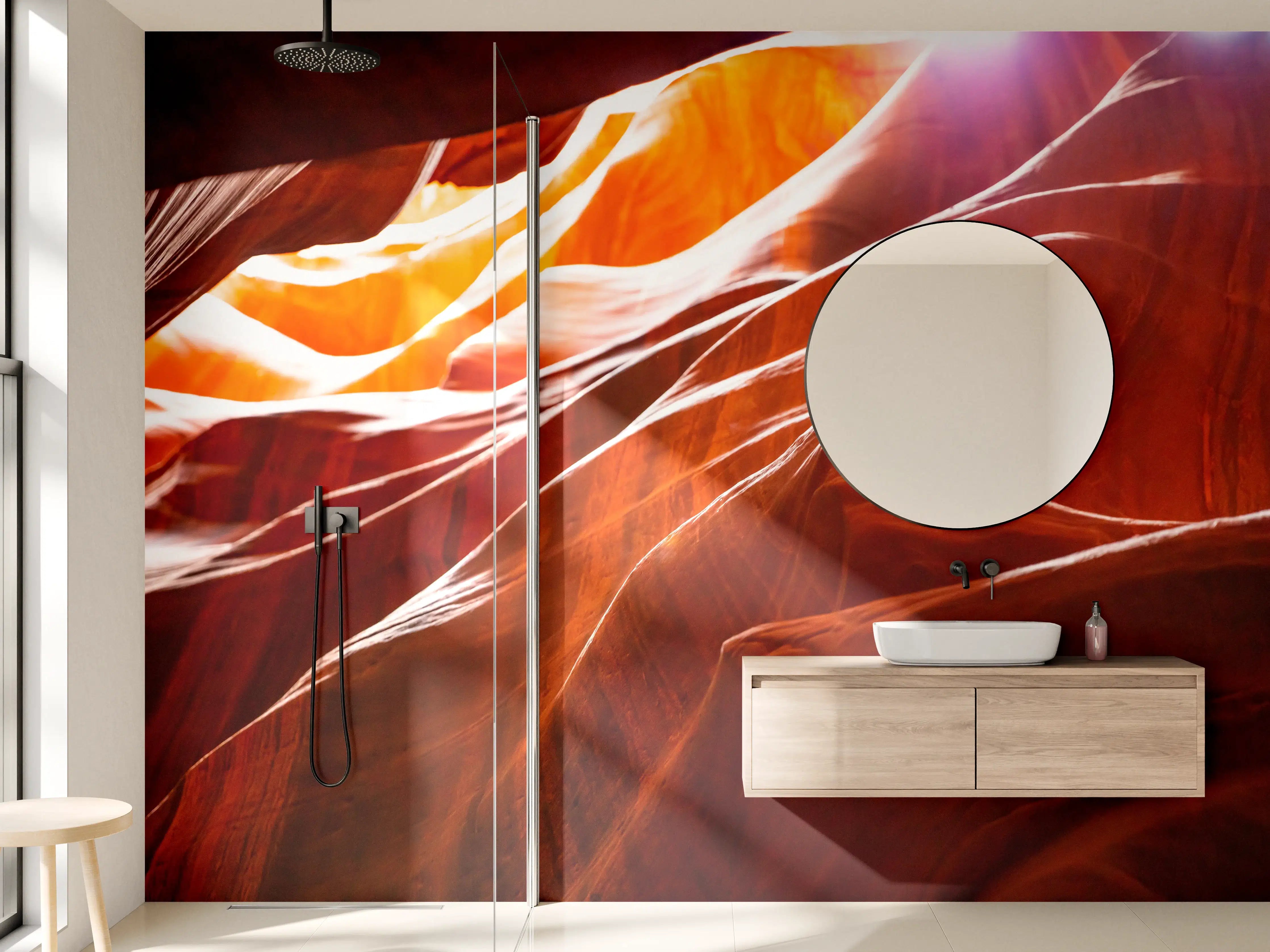 Wandverkleidung Bad - Wunderbare Felsformation in warmen Rottönen