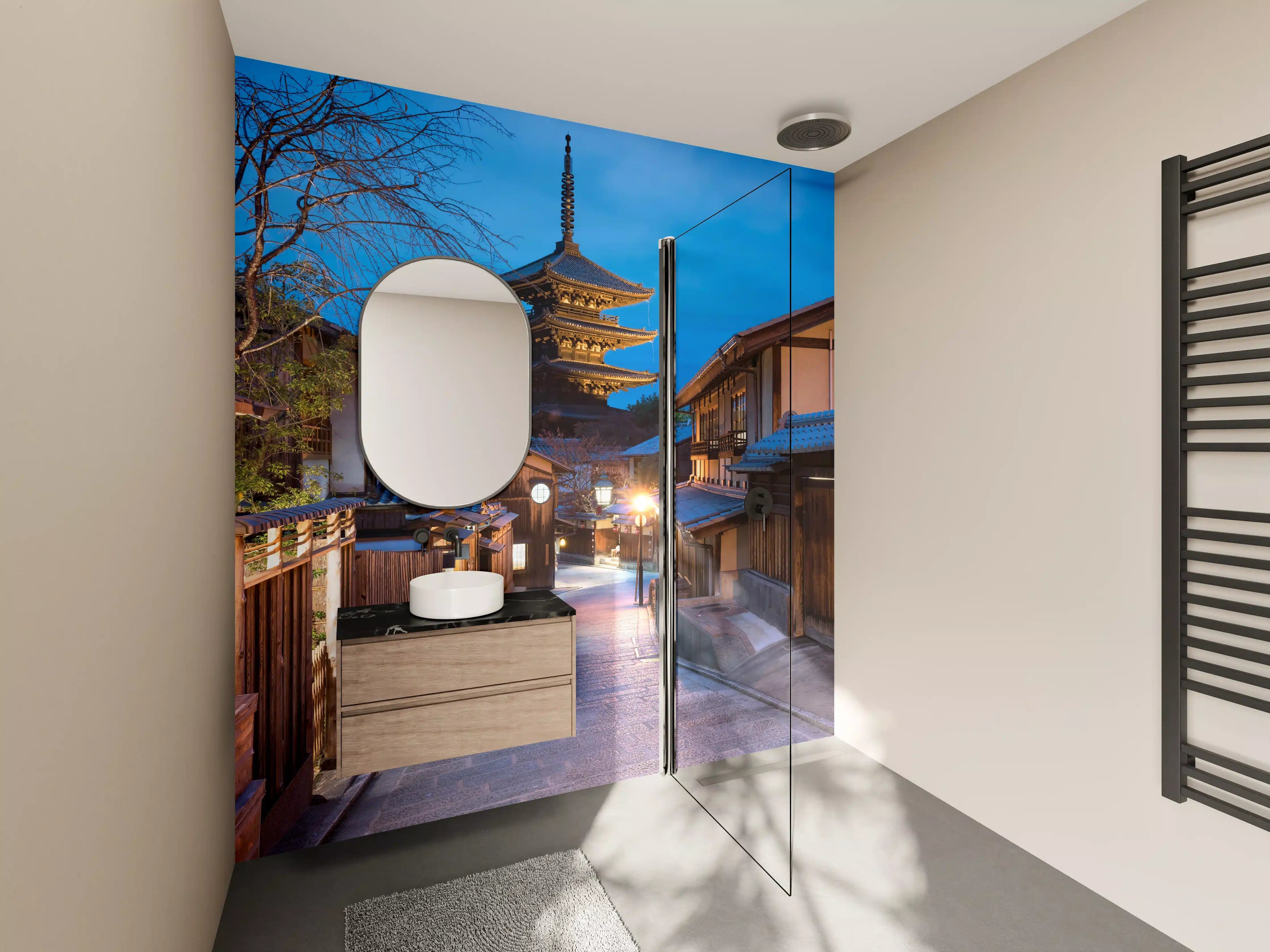 Wandverkleidung Bad - Yasaka-Pagode bei Nacht in Kyoto