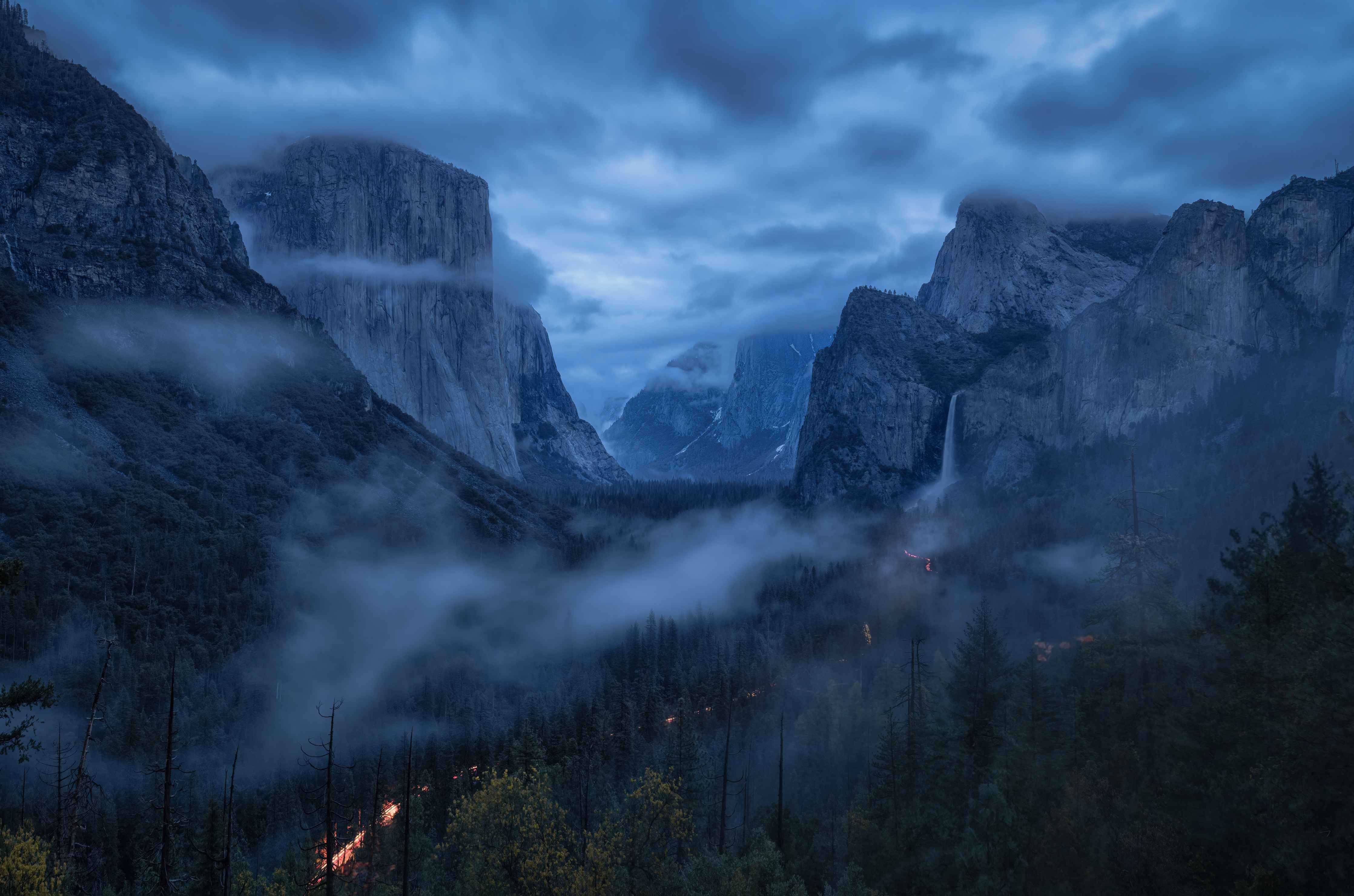 Wandverkleidung Bad-Yosemite Nebel Dämmerung