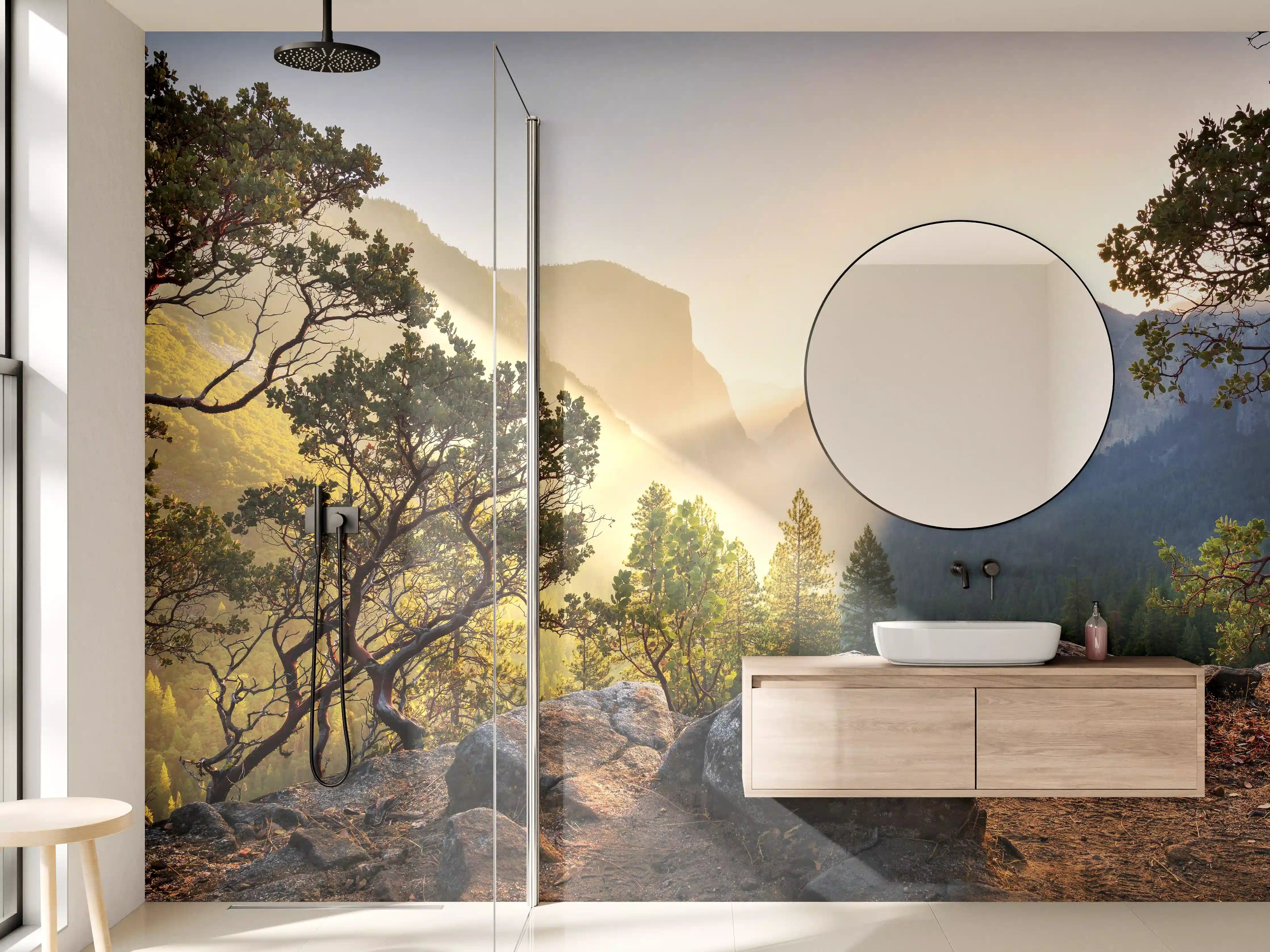 Wandverkleidung Bad - Yosemite Sonnenstrahlen Panorama