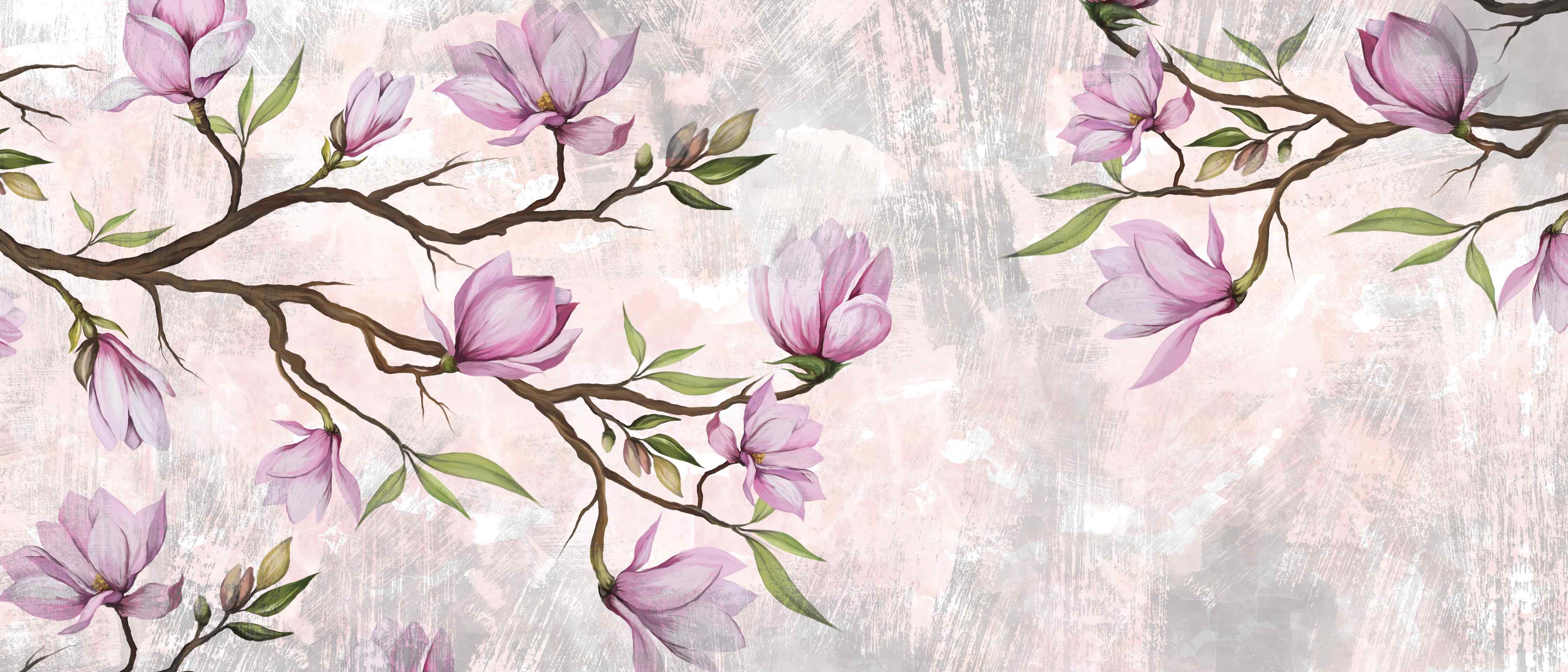 Wandverkleidung Bad-Zarte Magnolienblüten auf Pastell-Hintergrund