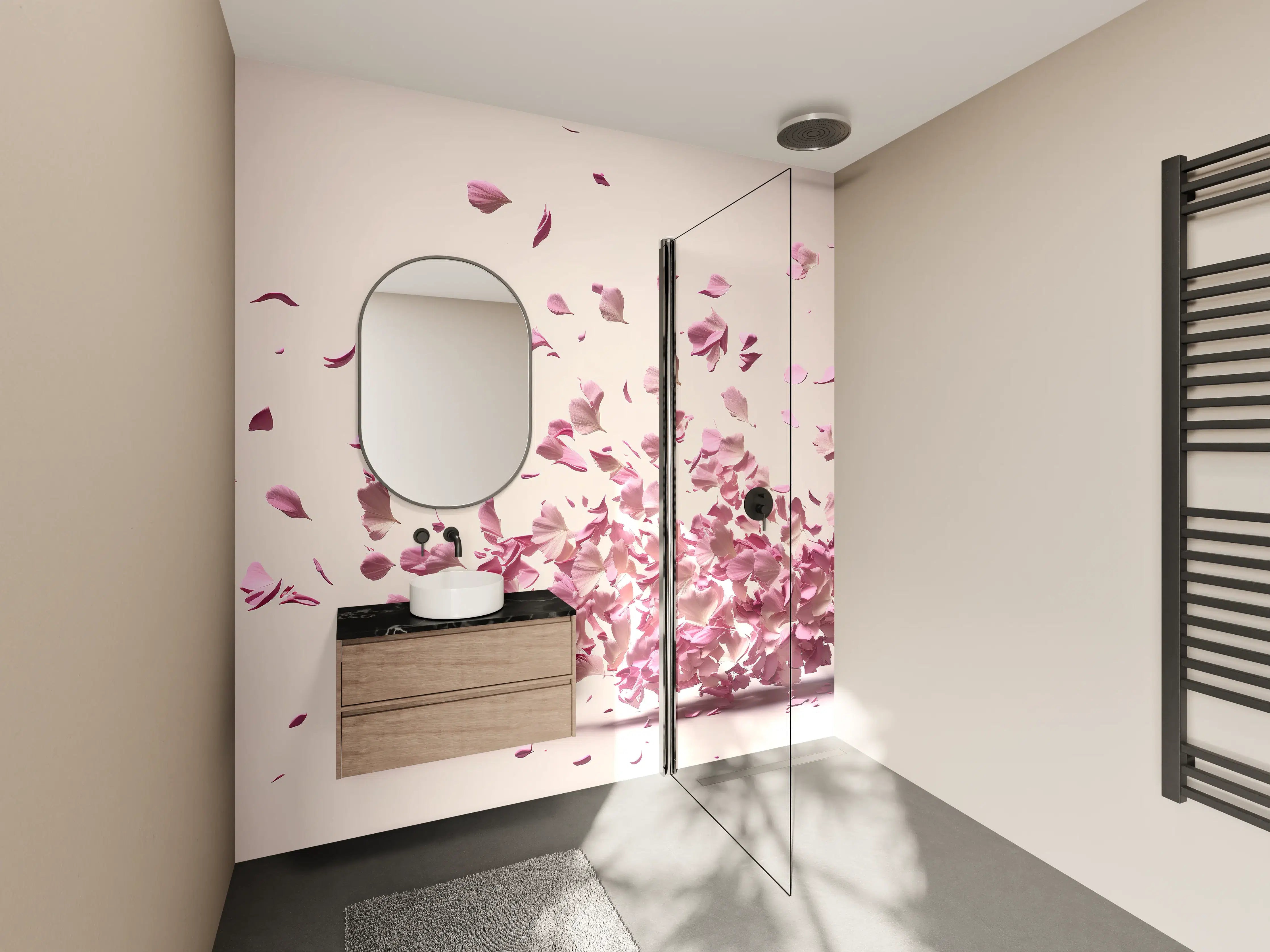 Wandverkleidung Bad - Zarte Sakura-Blütenpracht Explosion