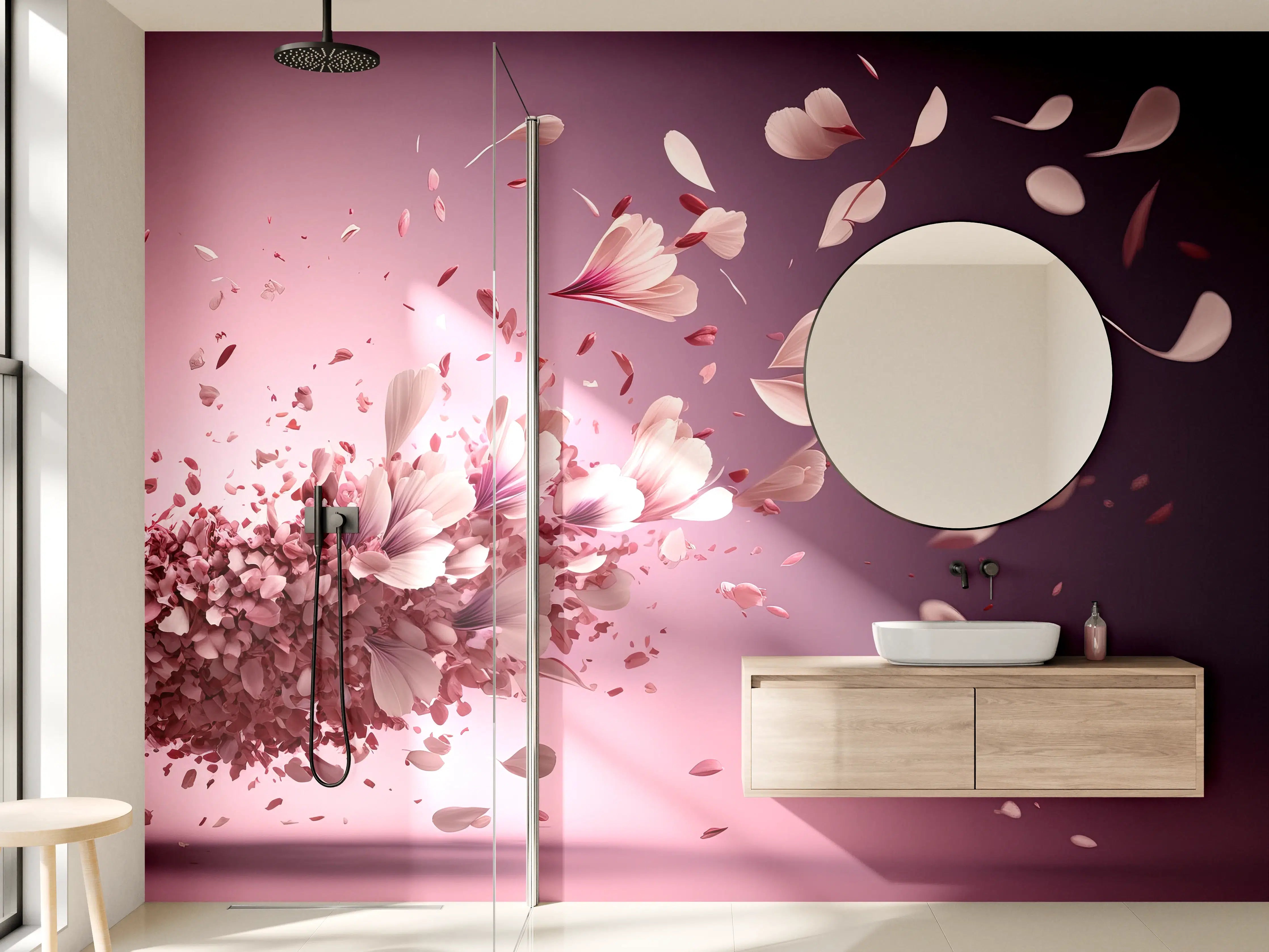 Wandverkleidung Bad - Zartrosa Kirschblütenzauber
