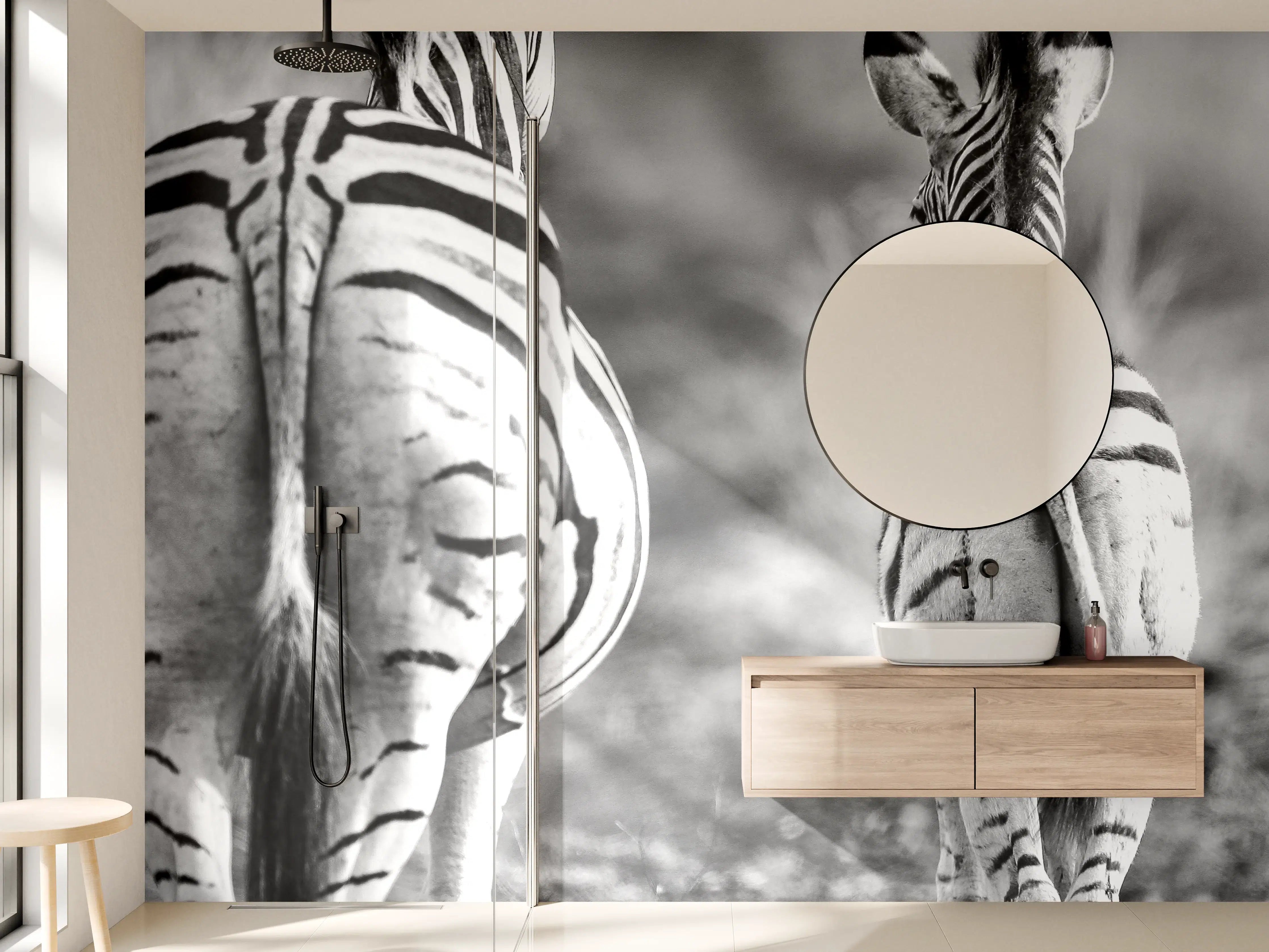 Wandverkleidung Bad - Zebra - schwarz-weiß