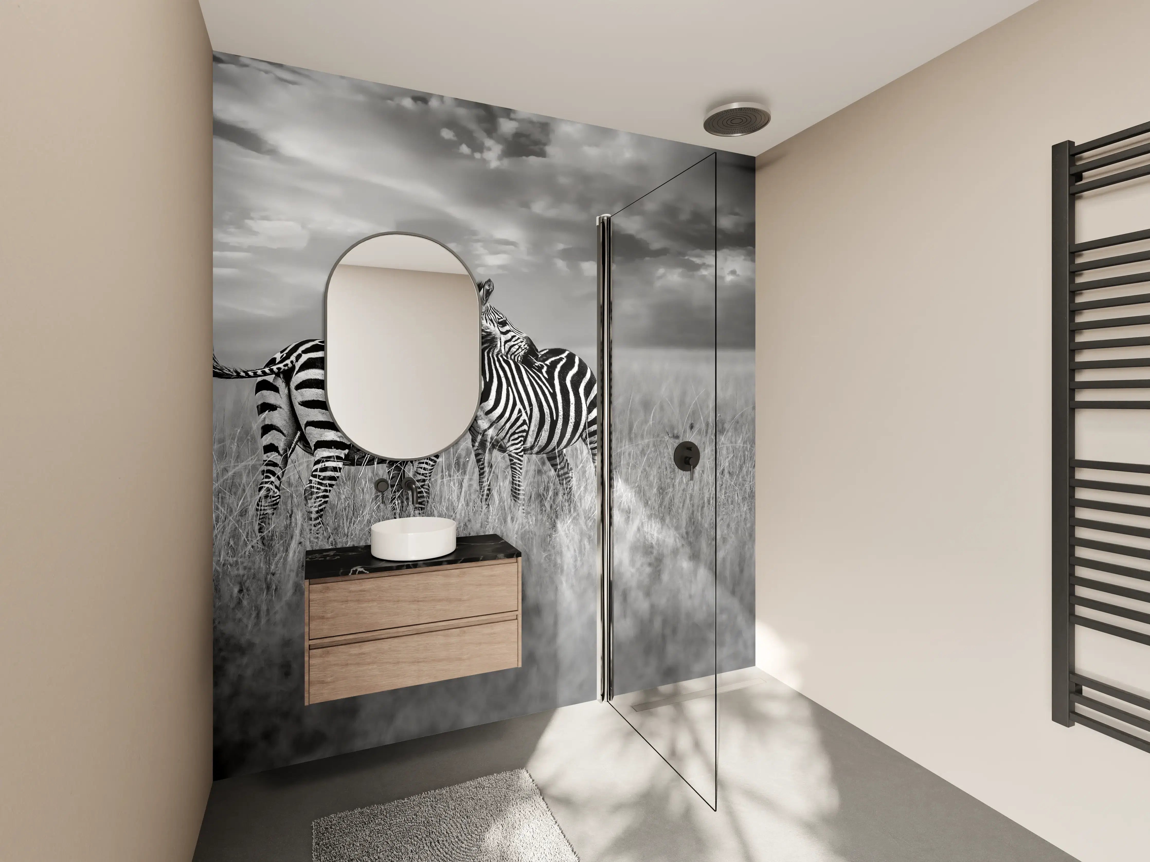 Wandverkleidung Bad - Zebras in ihrer Natur - Savanne