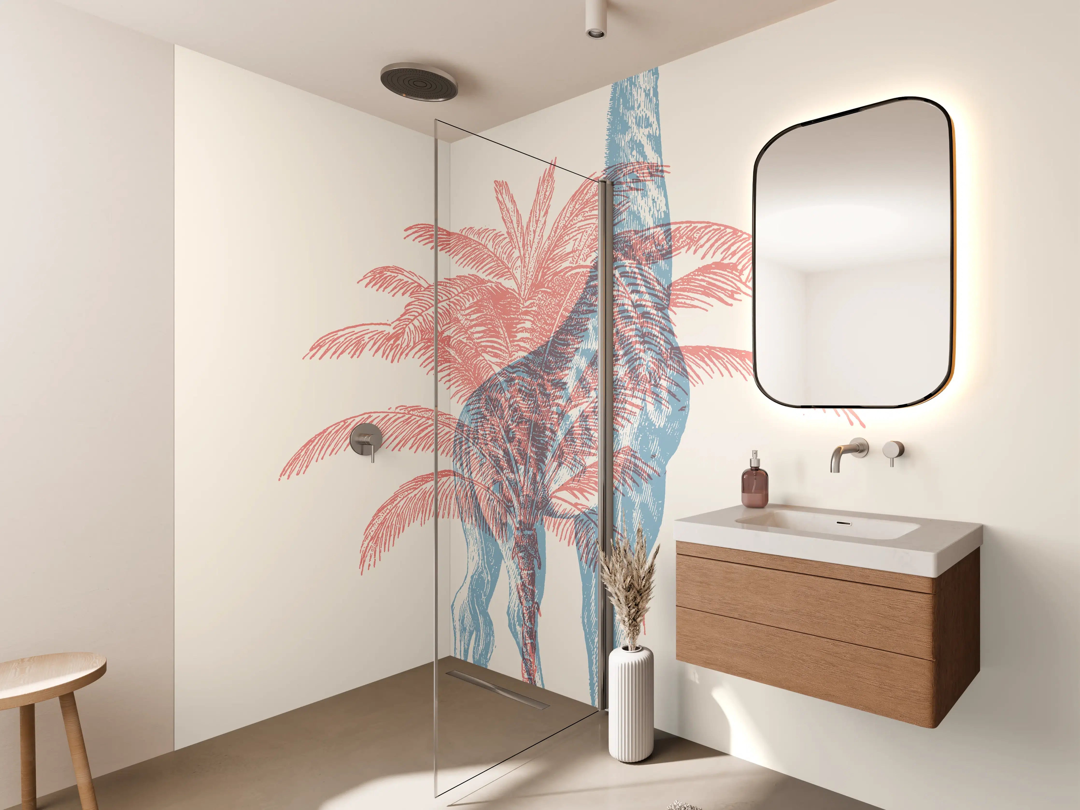 Wandverkleidung Bad - Zeichnung einer Giraffe - Moderne Kunst