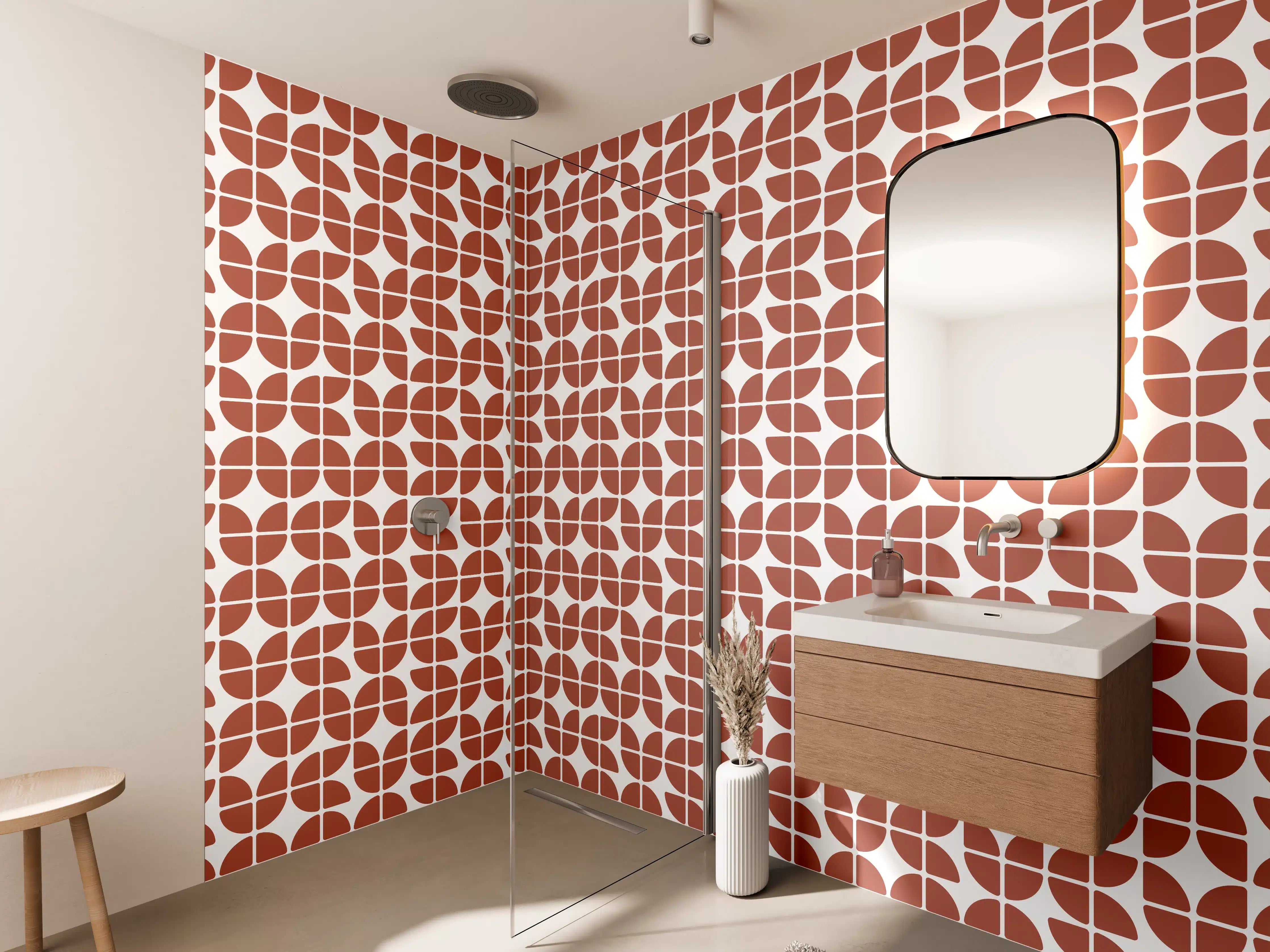 Wandverkleidung Bad - Zeitlose Grau-Terrakotta-Muster