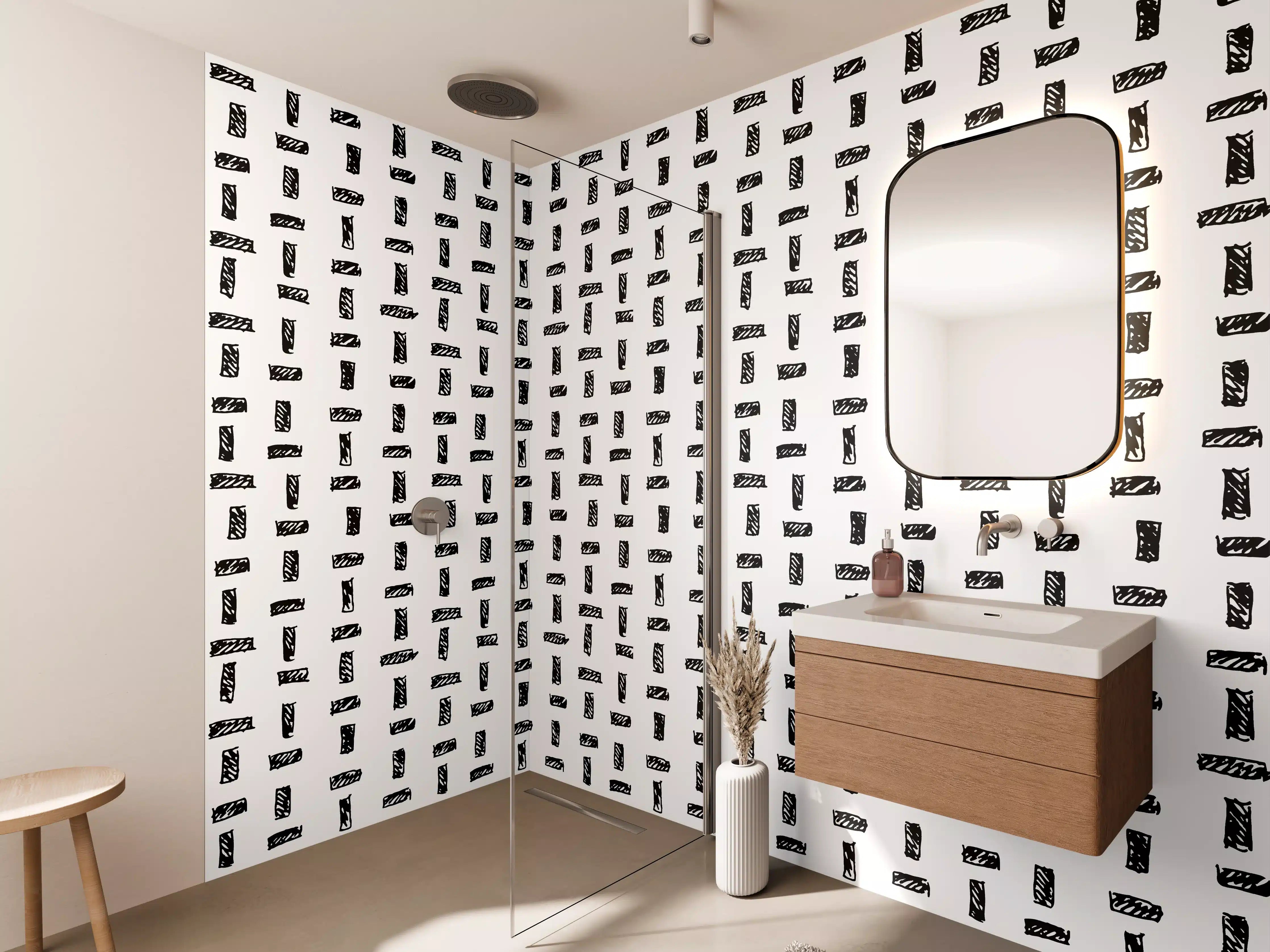 Wandverkleidung Bad - Zeitlose Grautöne: Minimalistische Wandkunst