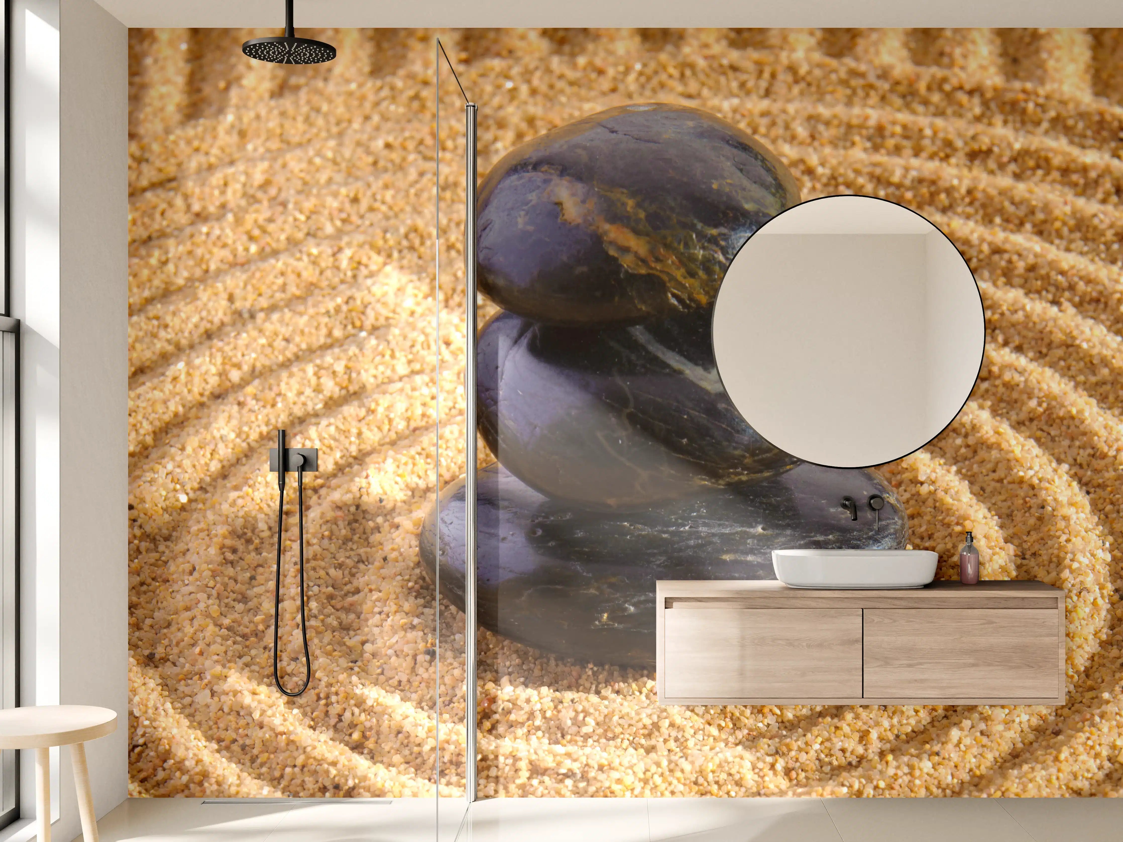 Wandverkleidung Bad - Zen-steine auf Sandgarten