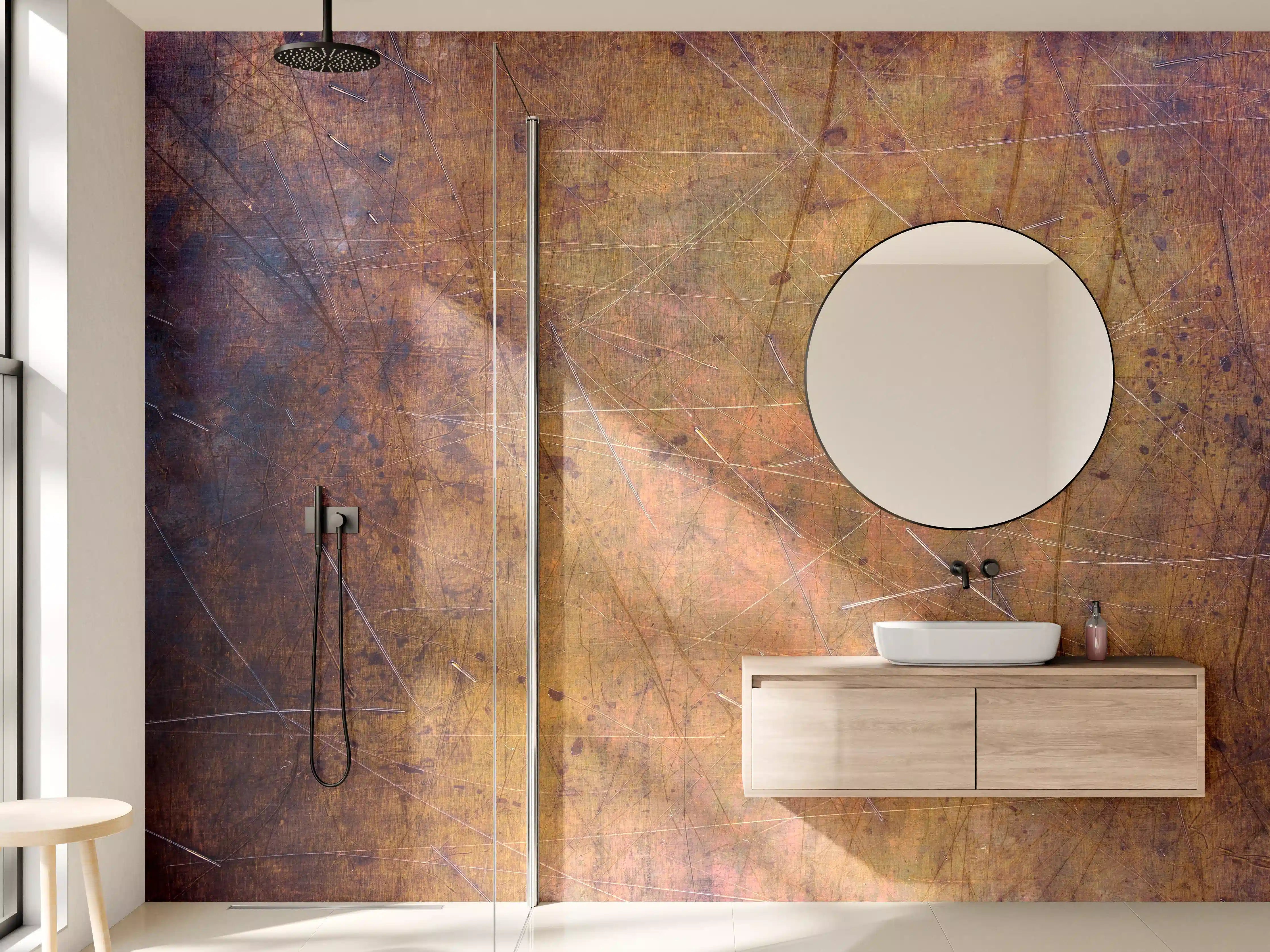 Wandverkleidung Bad - Zerkratzte Kupferplatte