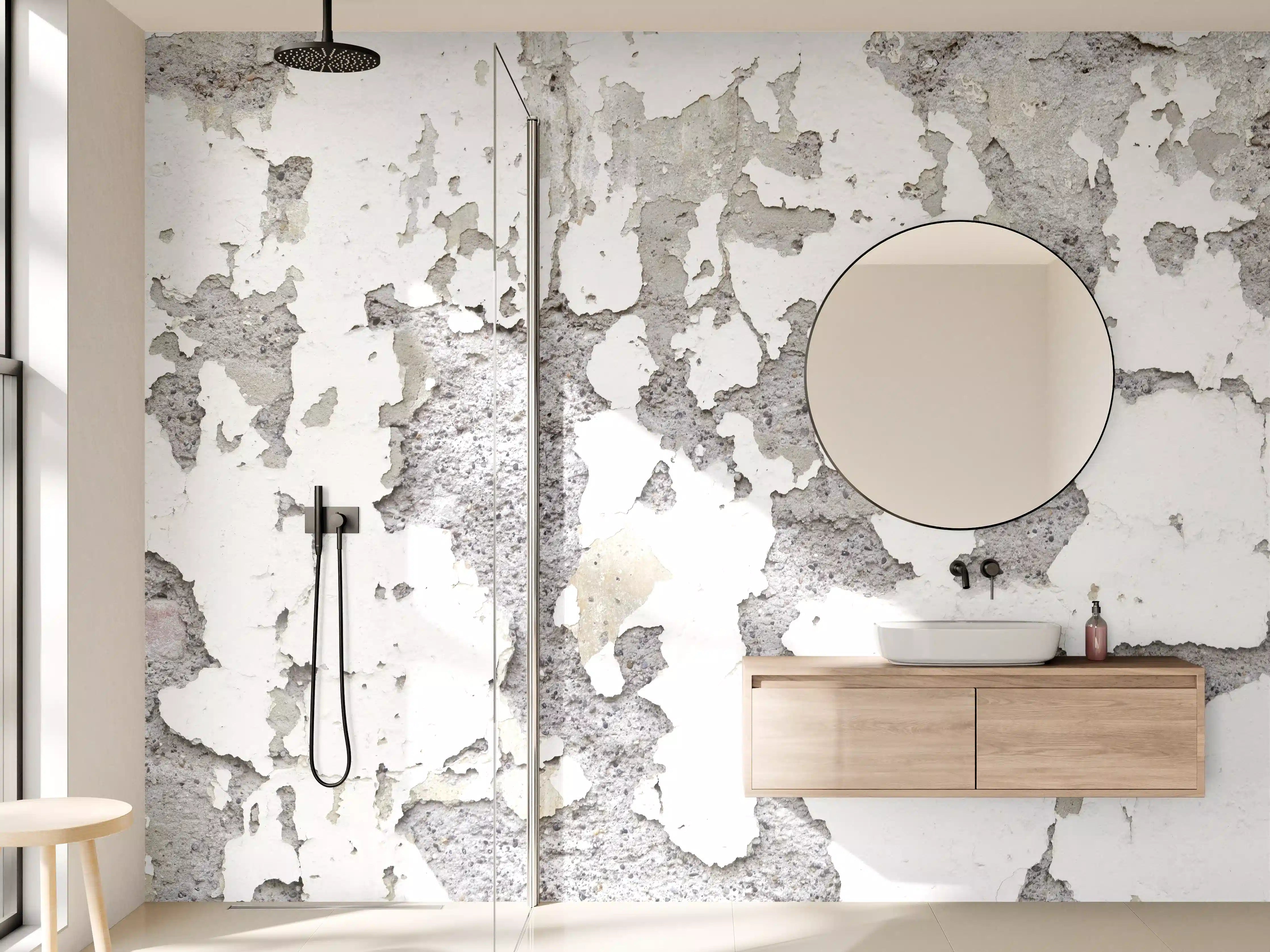 Wandverkleidung Bad - Zerplatze Fassade eines alten Hauses