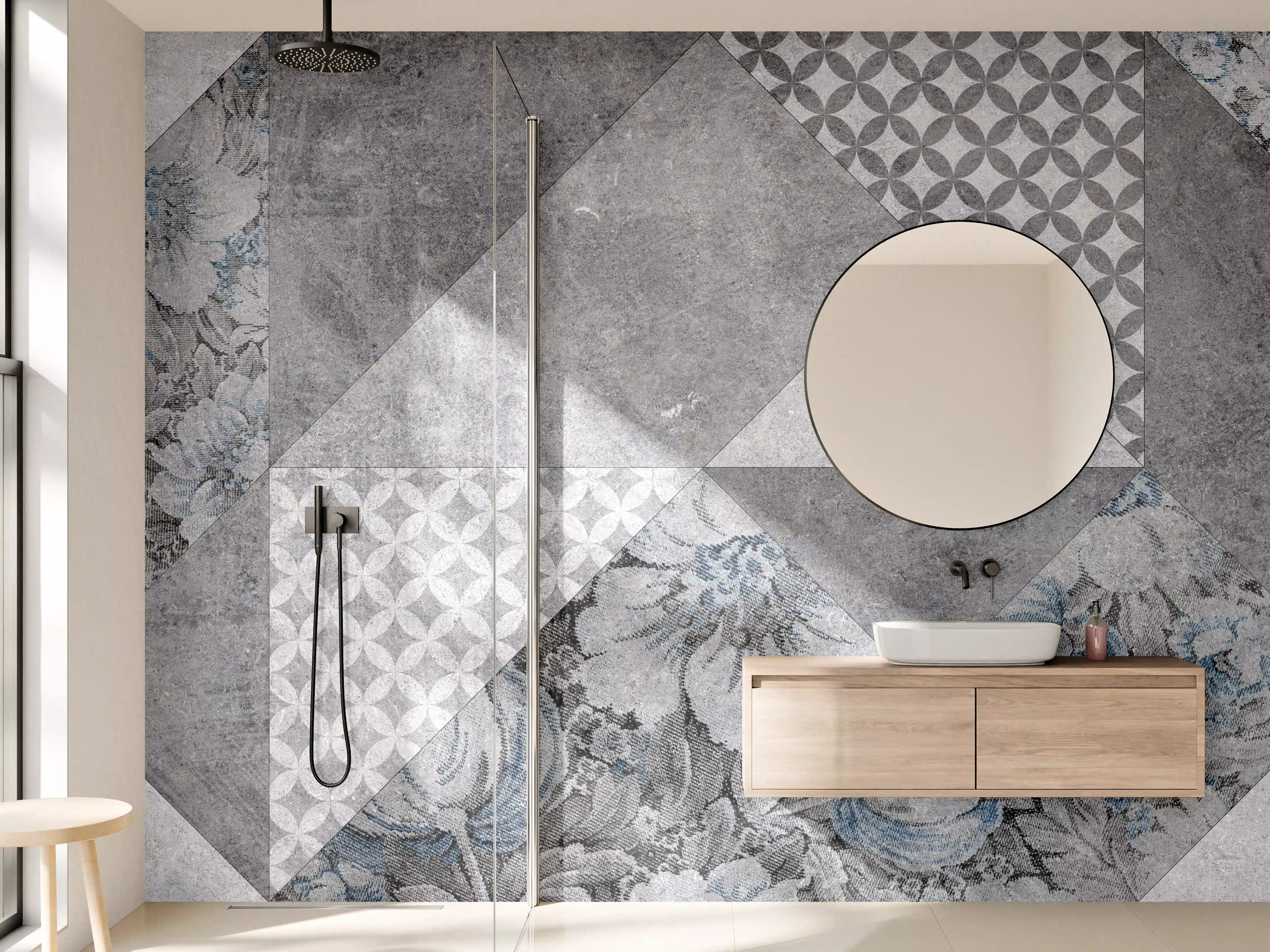 Wandverkleidung Bad - abstrakte Blumen und Marmor Textur