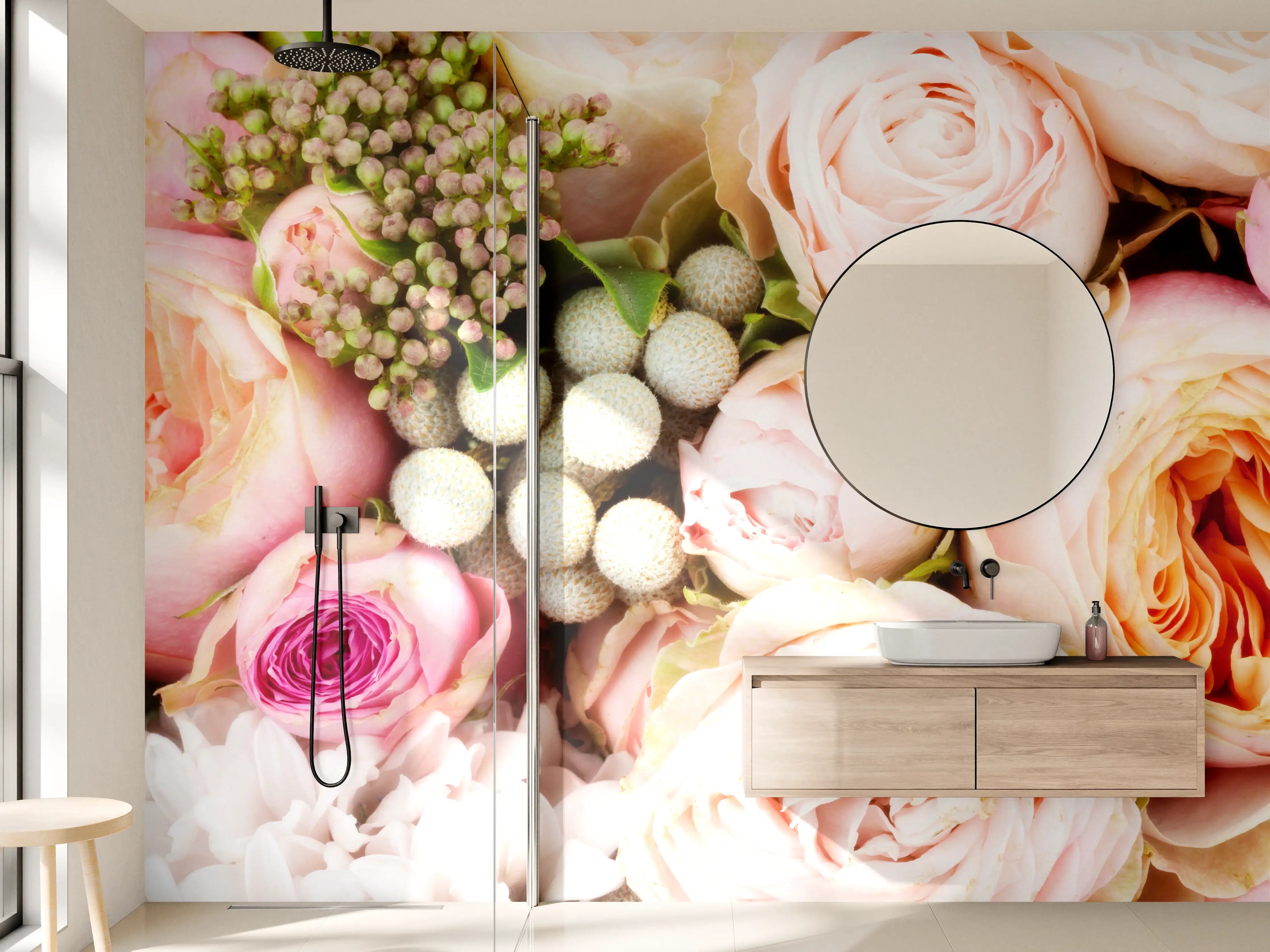 Wandverkleidung Bad - bunter sommerlicher Blumenstrauß